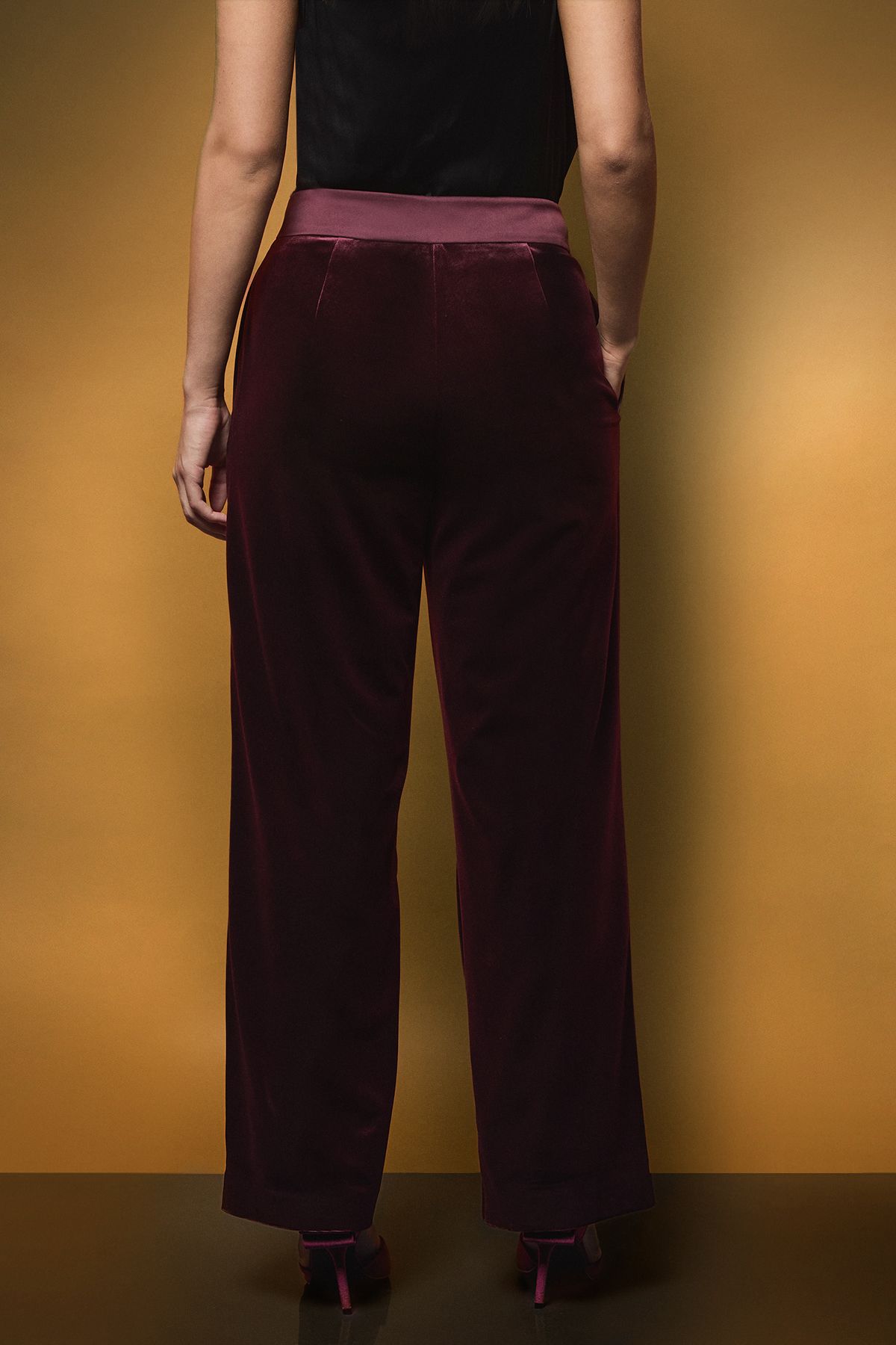 Coast Velvet Twill Side Panel Trouser Oxblood image 3