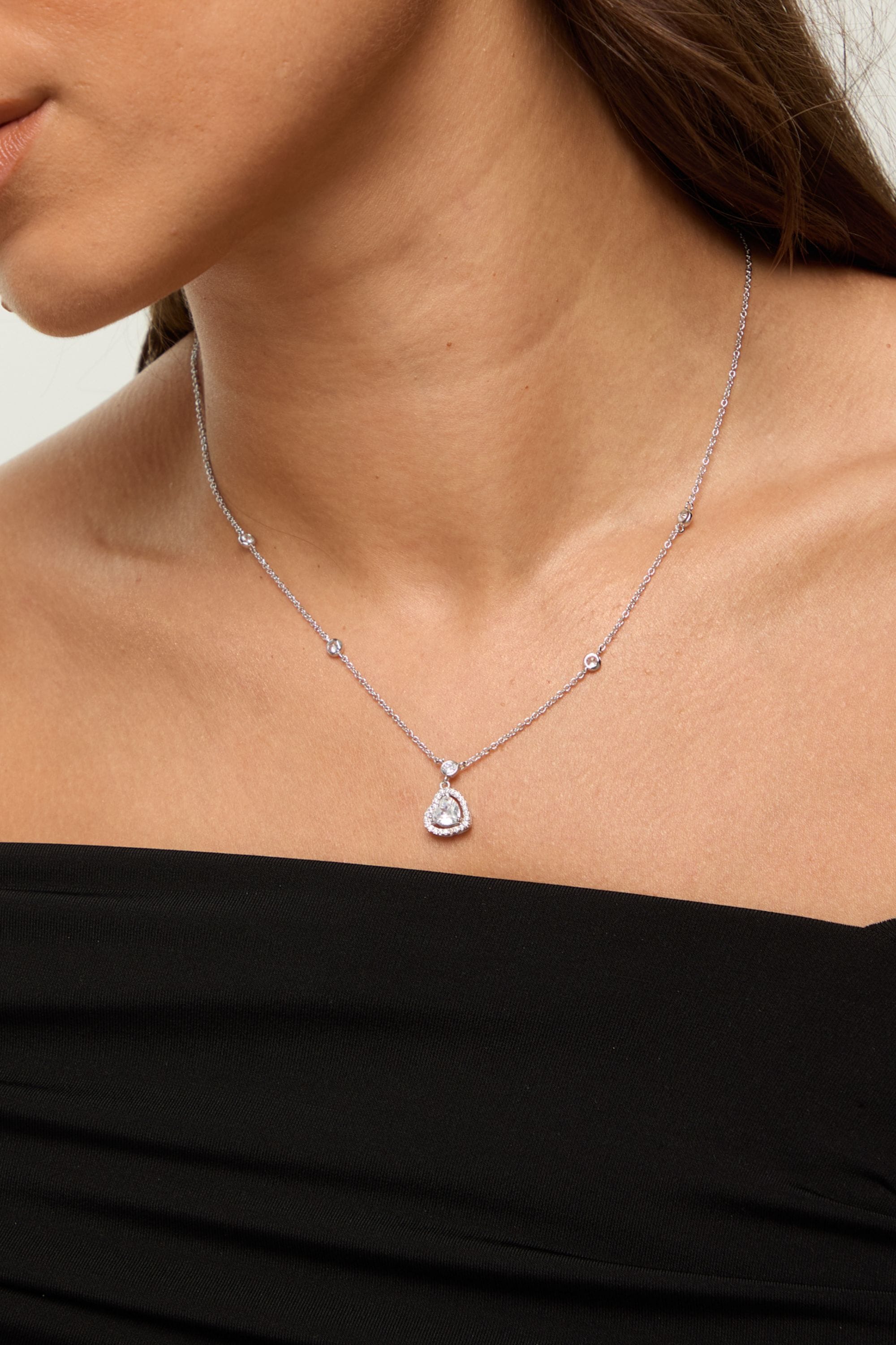 Jon Richard Rhodium Plated and Cubic Zirconia Heart Drop Set - Gift Box image 4