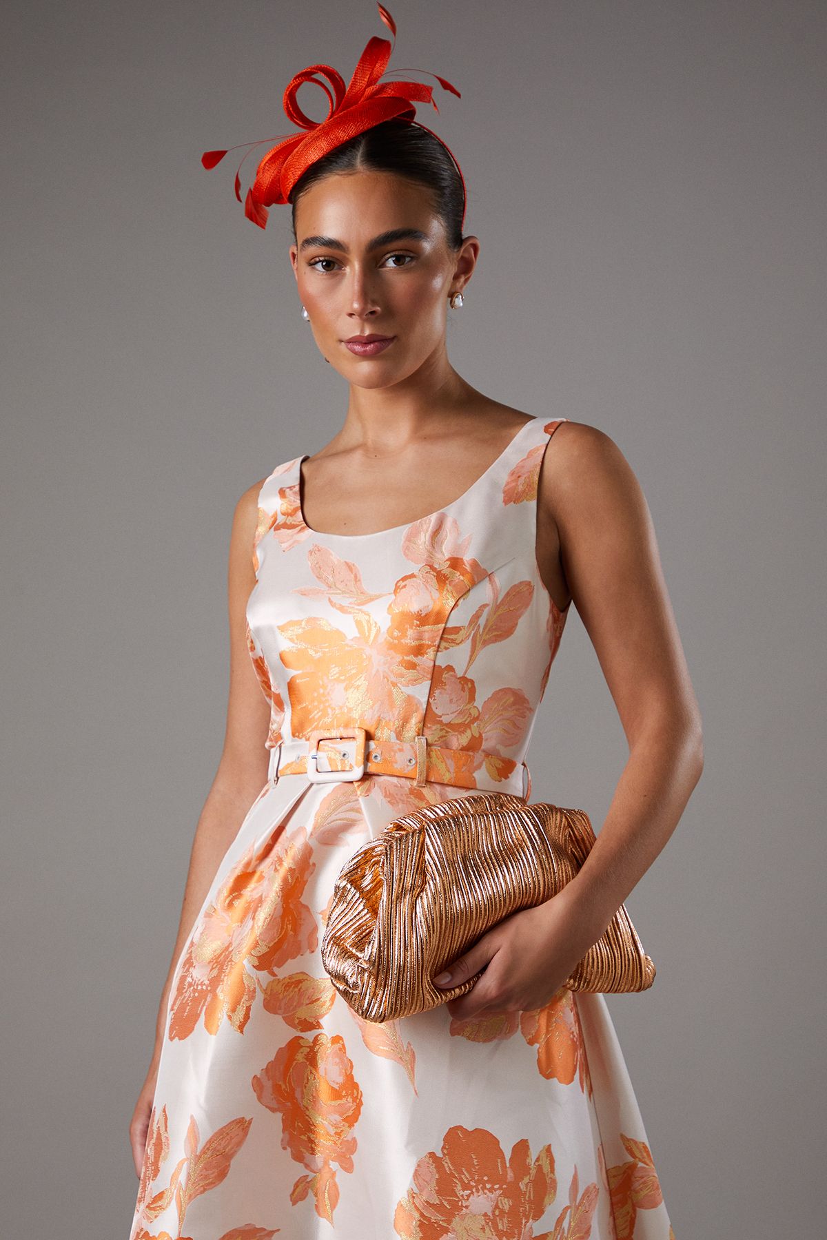 Coast Oak Metallic Ruched Clutch Bag Champagne image 1