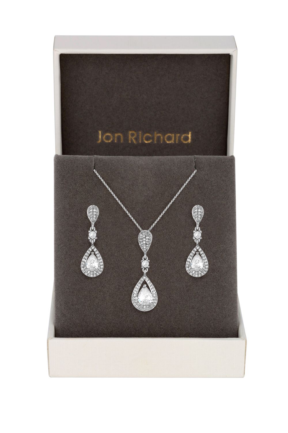 Jon Richard Gift Packaged Cubic Zirconia Pear Drop Earring And Necklace Set