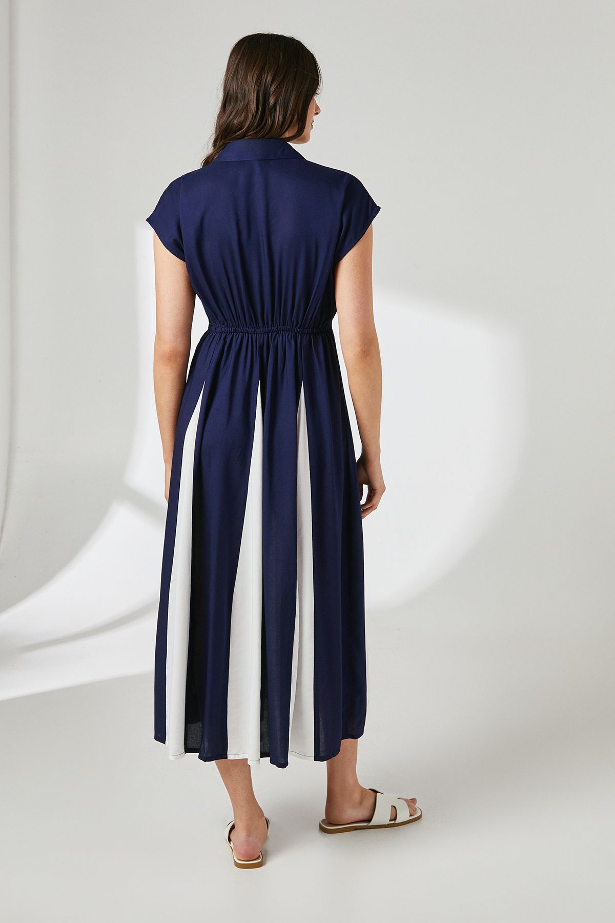 Principles Navy Contrast Detail Wrap Bodice Shirt Dress Navy image 3