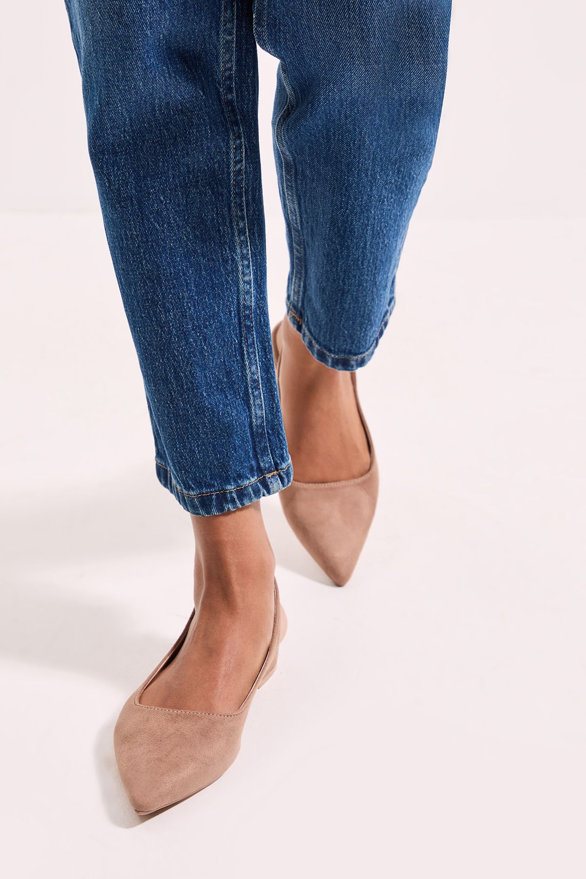 Dorothy Perkins Enola Faux Suede Pointed Low Block Heel Slingback Shoes Taupe image 2