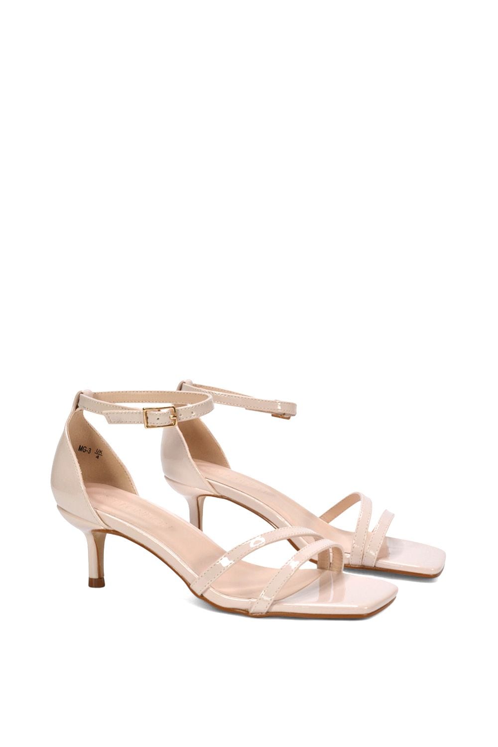 XY London 'Lea' Open Toe Strappy Low Kitten Heel Sandal Shoes image 4