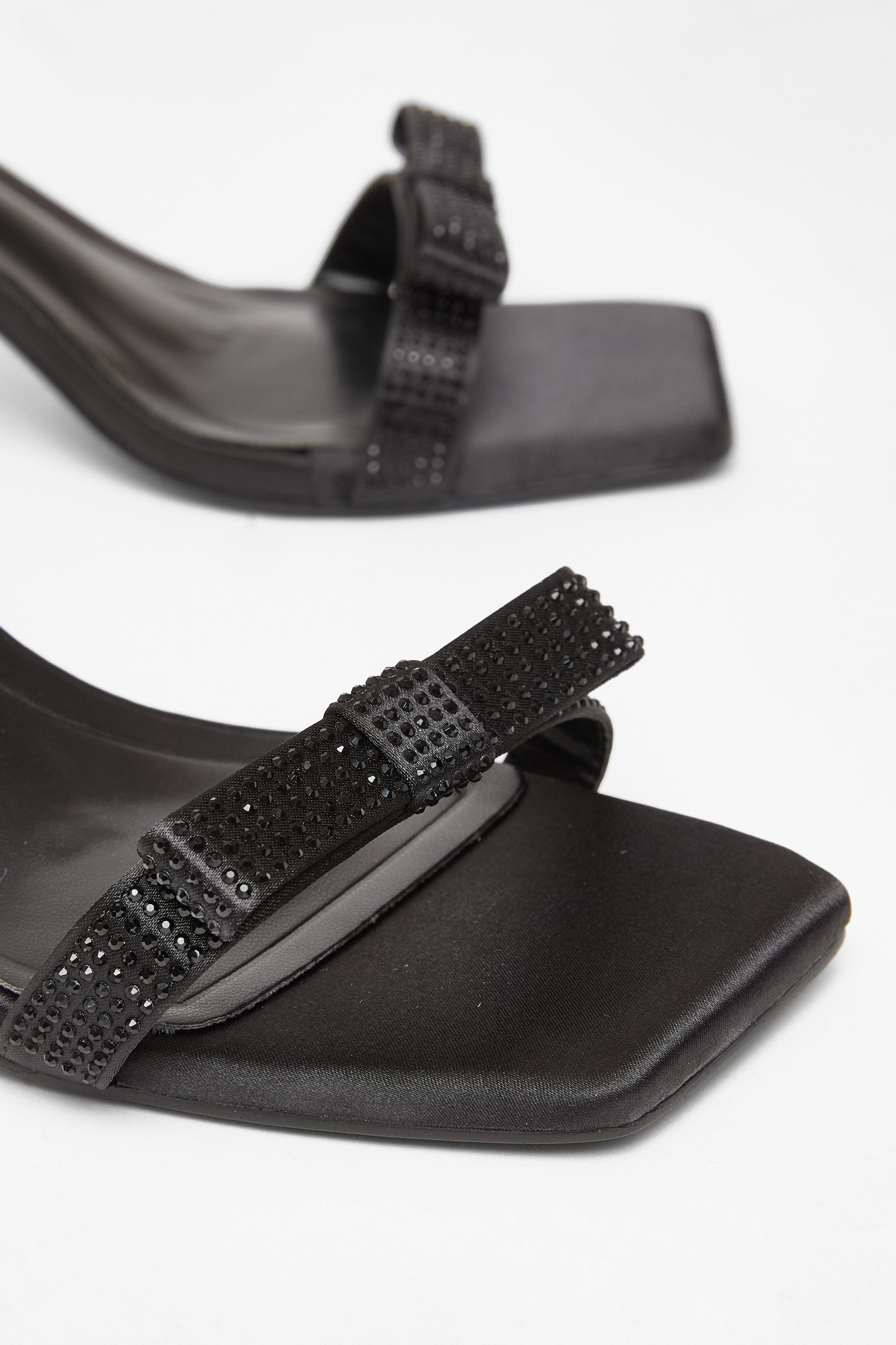 Quiz Black Diamante Bow Front Heels image 4