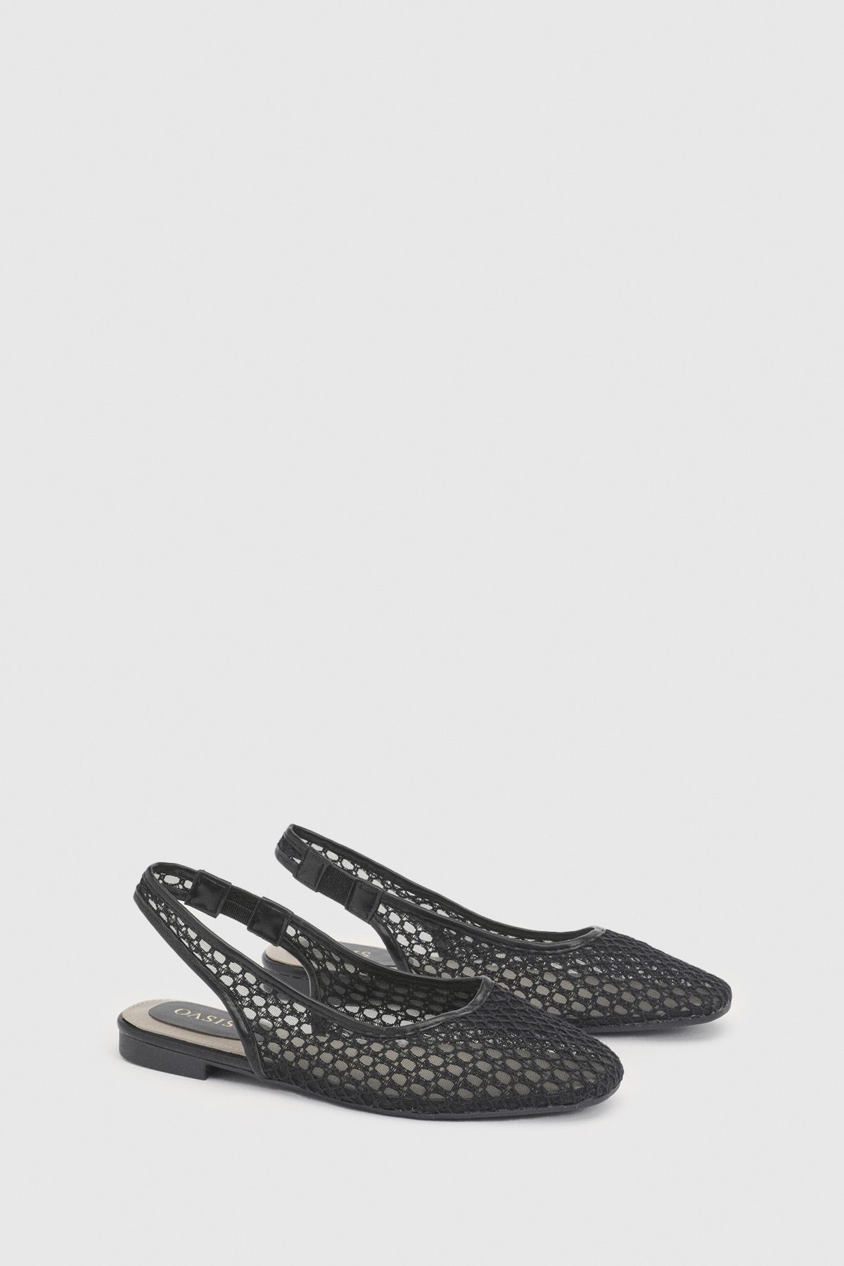 Oasis Shauna Faux Leather Lace Slingback Ballet Pumps Black