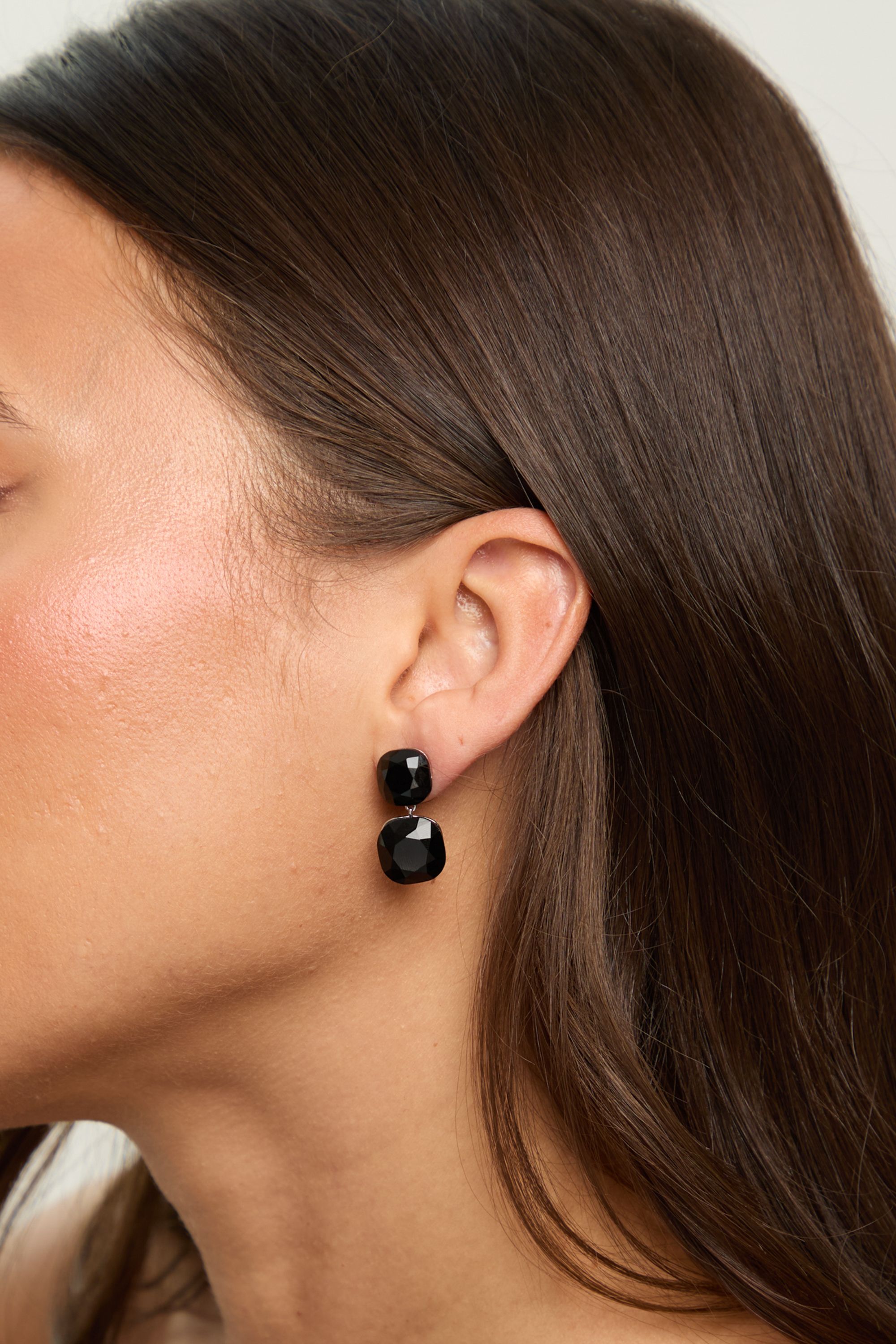 Jon Richard Rhodium Plated Jet Statement Stone Drop Earrings image 2