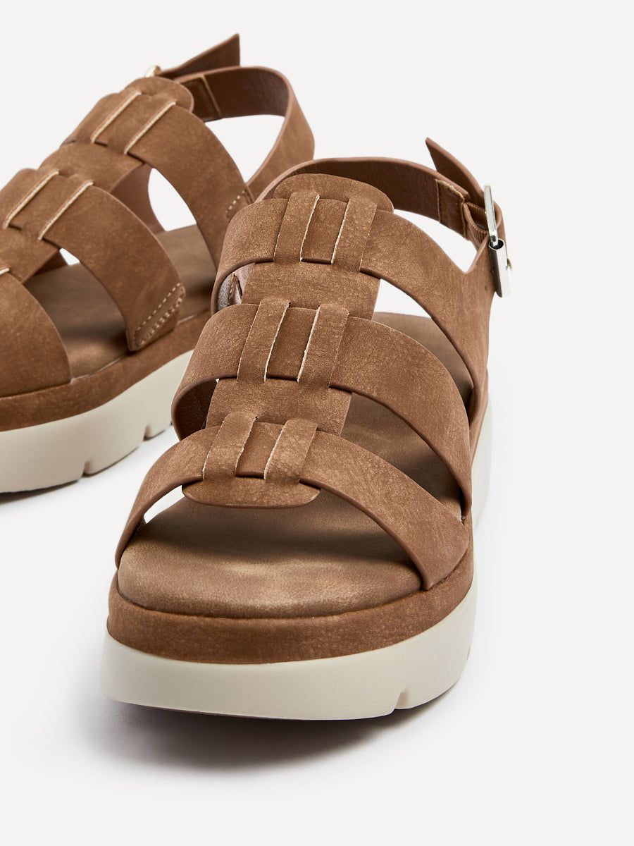 Linzi Boston Tan Faux Nubuck Fisherman Flatform Sandals image 5