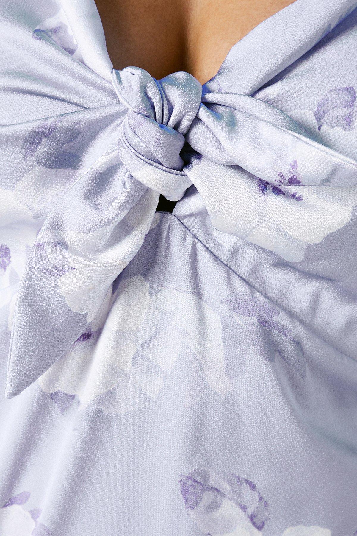 Oasis Lavender Posy Strappy Tie Detail Bridesmaids Dress Lavender image 5