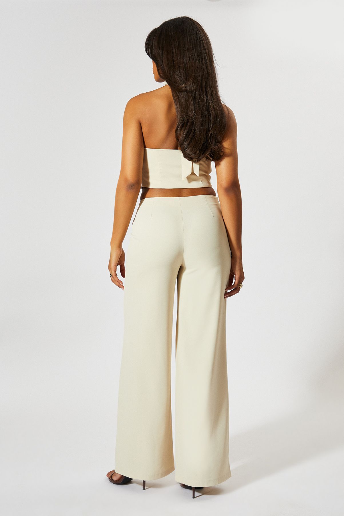 MissPap Tailored Wide Leg High Waist Trousers Stone image 4