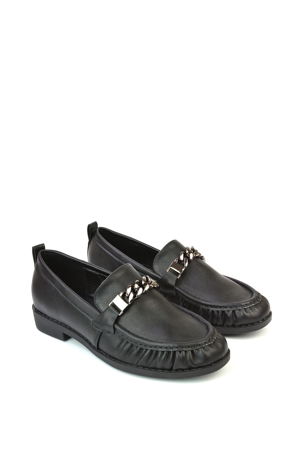 XY London 'Heidi' Chain Detail Ruched Loafer Back to School Shoes image 5