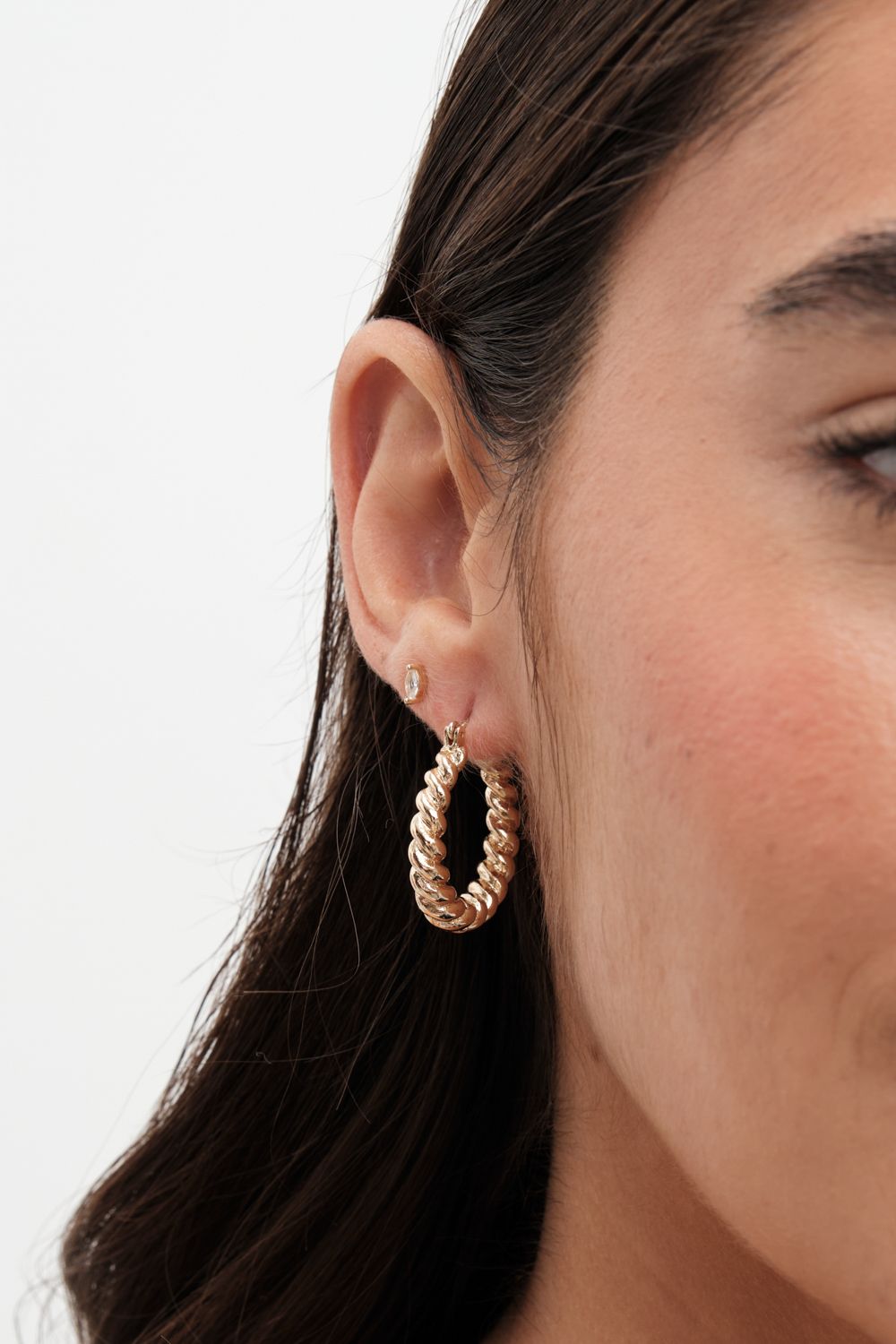 Jon Richard Gold Plated Polished Twist Hoop Earrings image 2