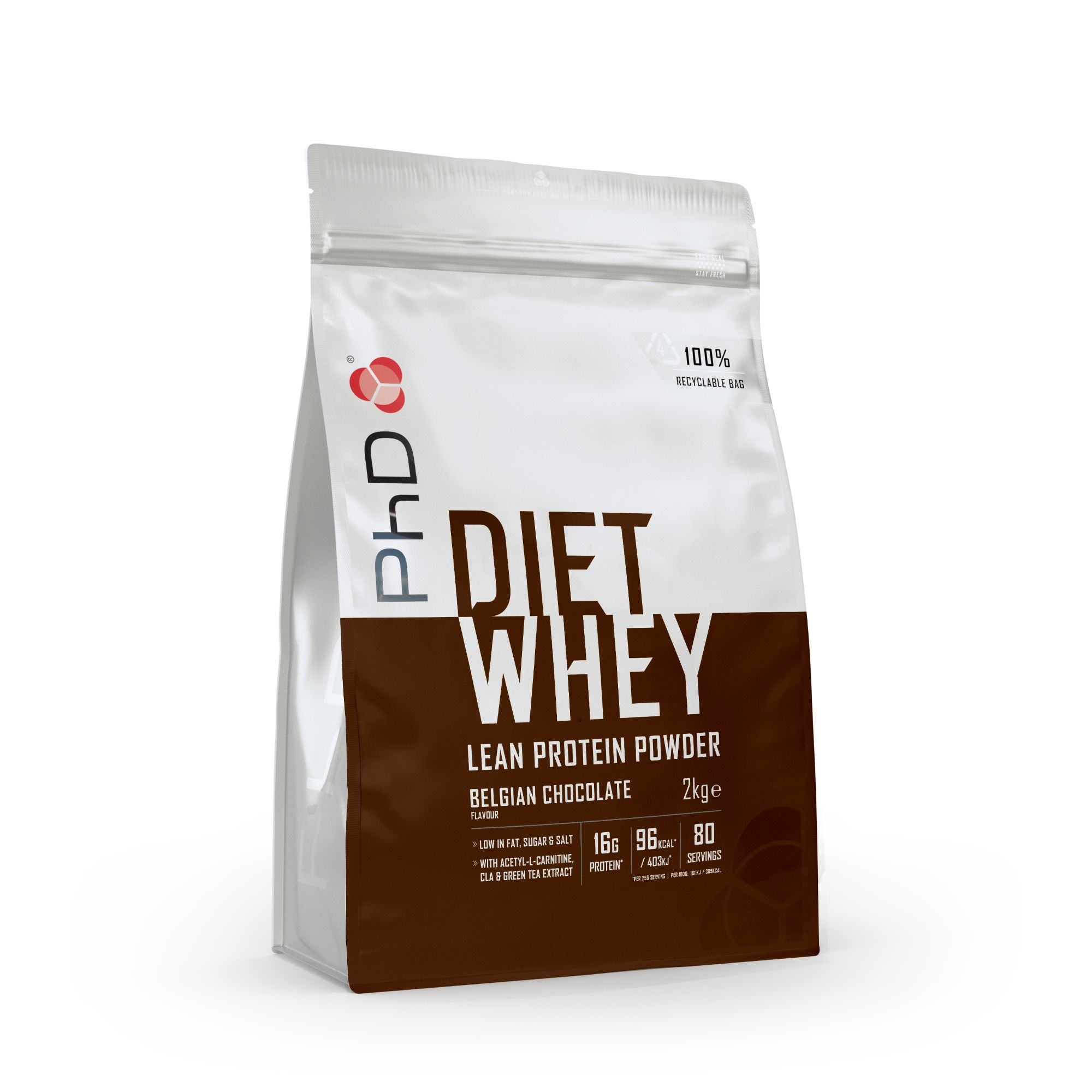 PhD Nutrition Diet Whey Protein Powder Belgian Choc 1KG image 1