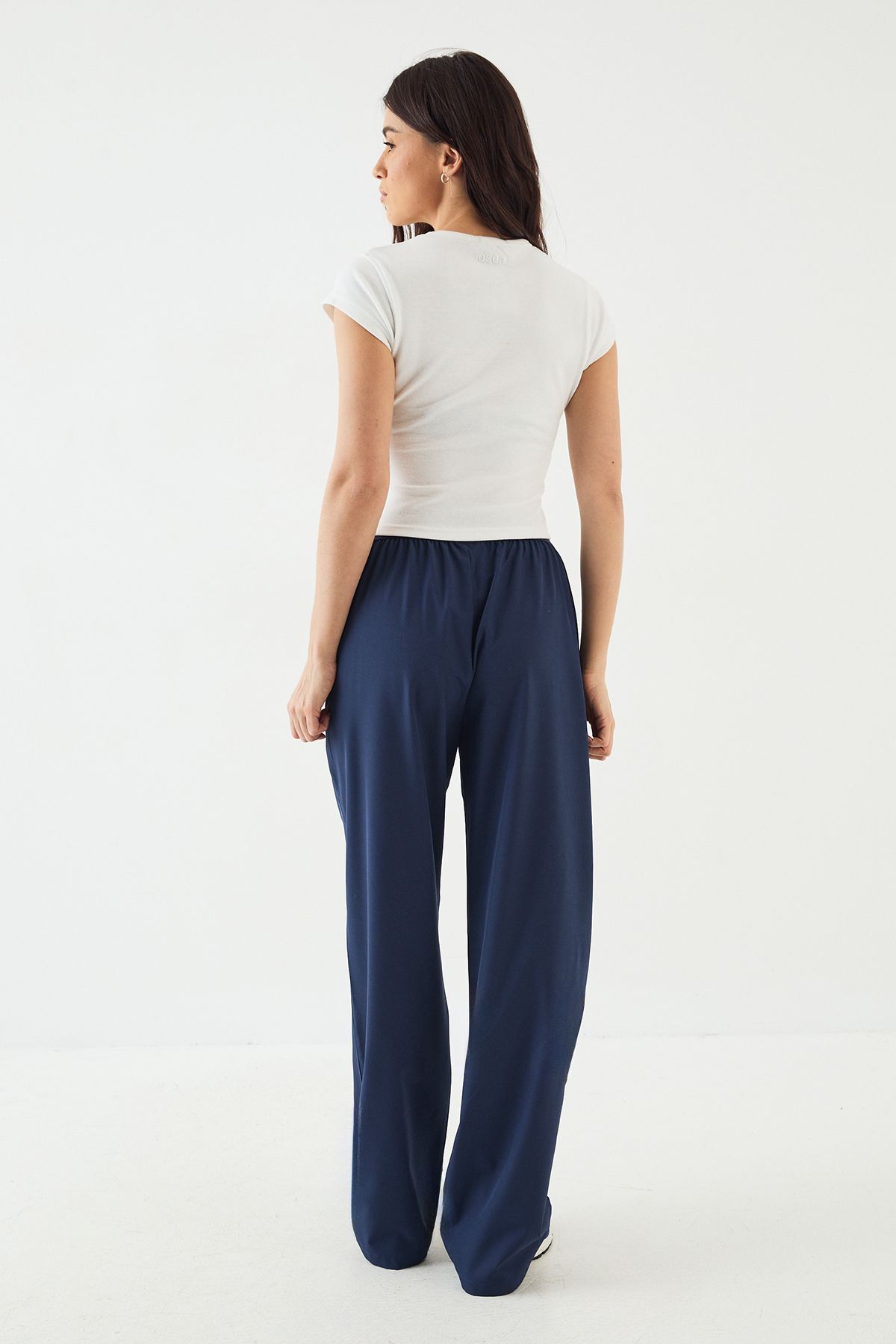 DSGN Studio DSGN Studio Elasticated Waist Straight Leg Trouser Navy image 2