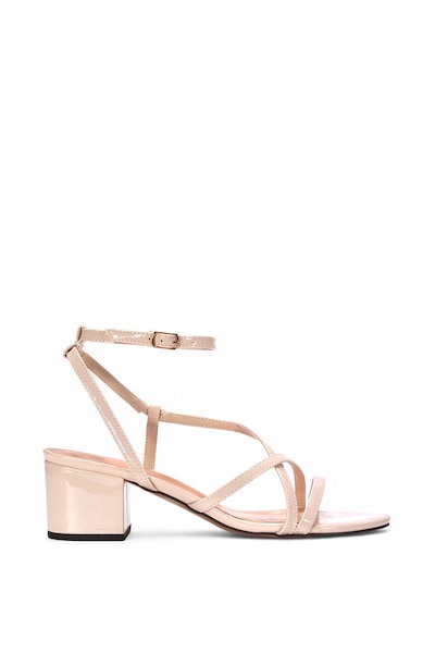 XY London 'Maria' Ankle Strap Low Block Heel Strappy Sandals