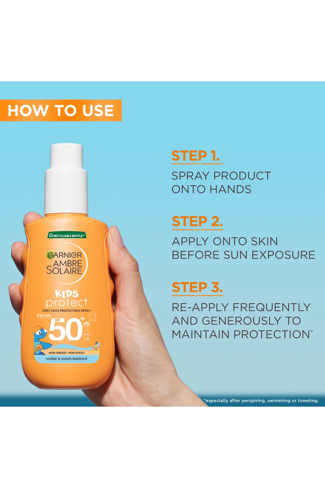 Garnier Ambre Solaire Kids Spray SPF50+ 150ml Multi image 3