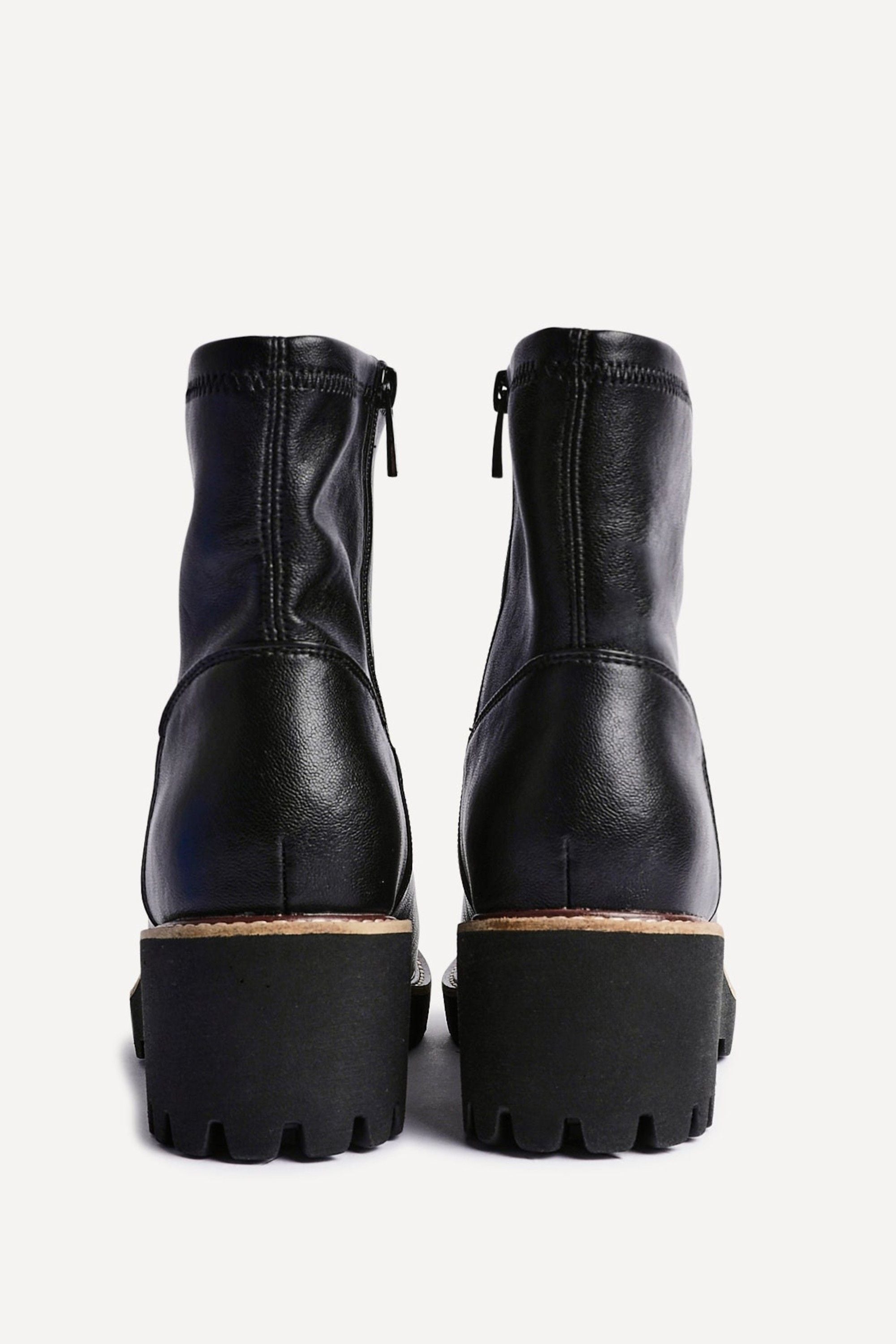 Linzi Pulse Wide Fit Black Faux Leather Wedged Heel Ankle Boot image 4