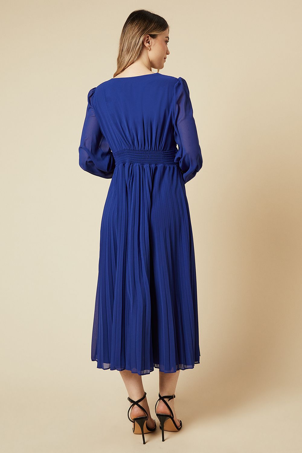 Dorothy Perkins Twist Front Pleated Skirt Midi Dress Cobalt image 3