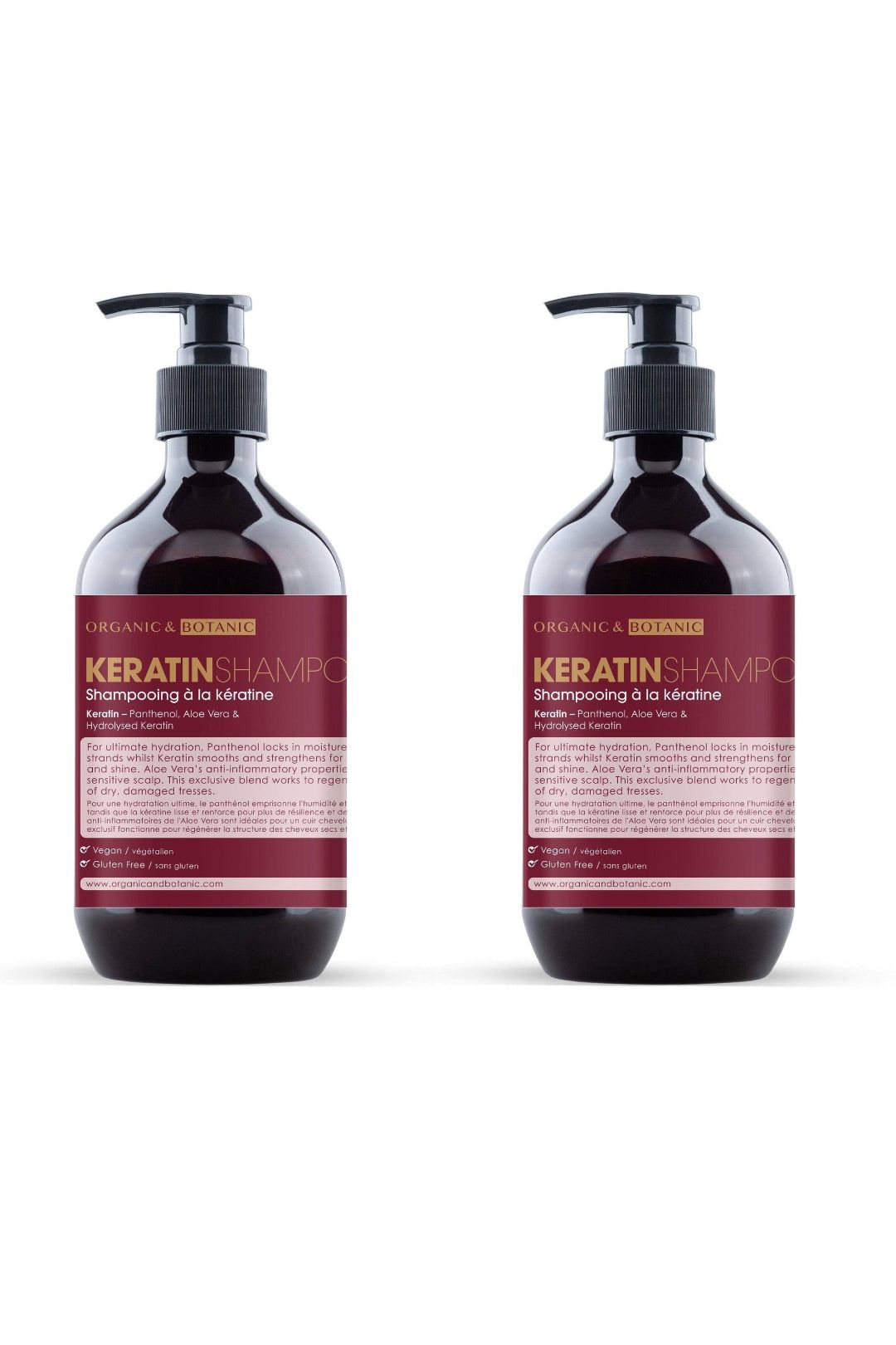 Organic & Botanic Keratin Shampoo 500ml x 2 Duo Pack image 1