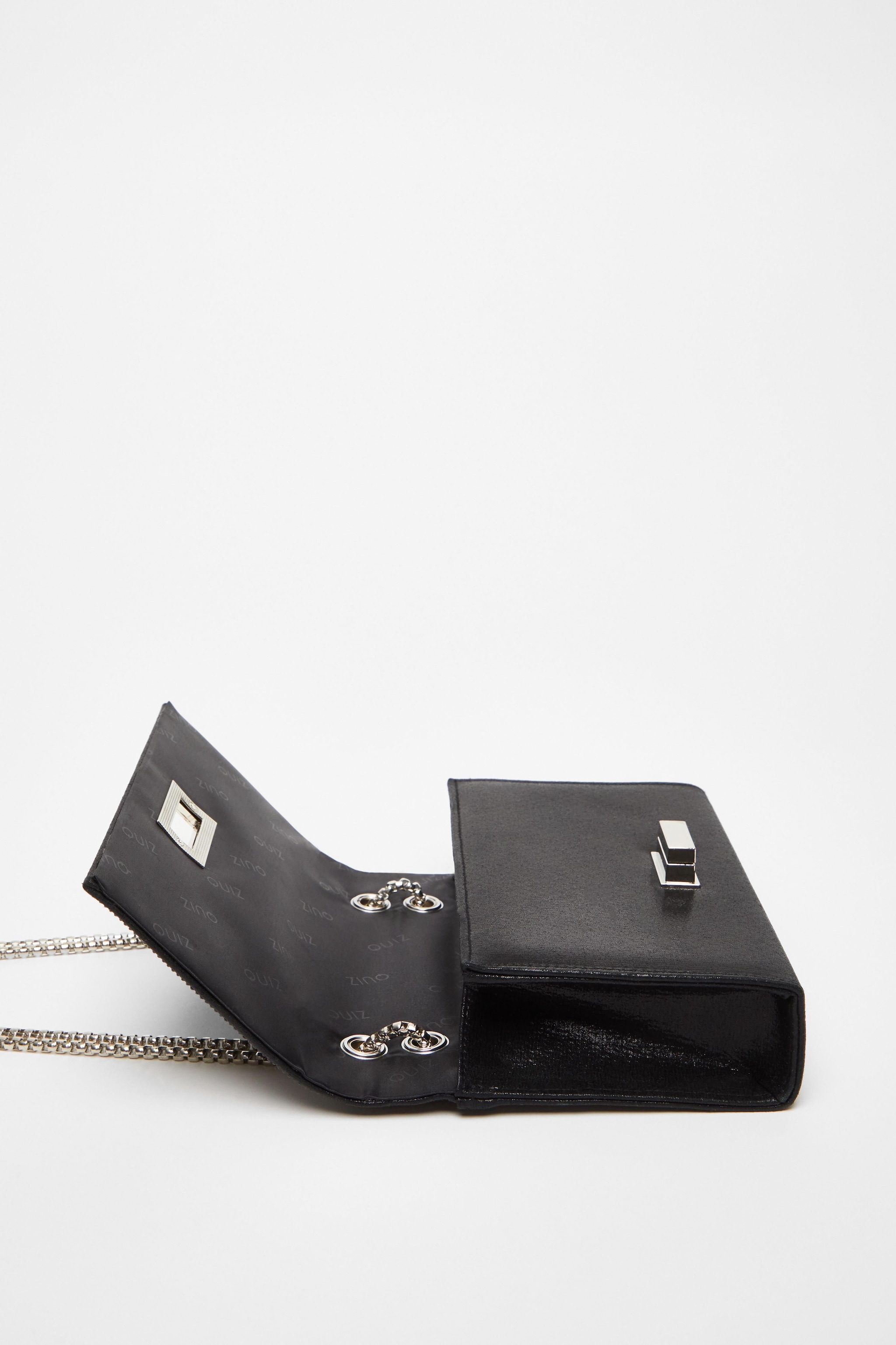 Quiz Black Diamante Crossbody Bag image 2