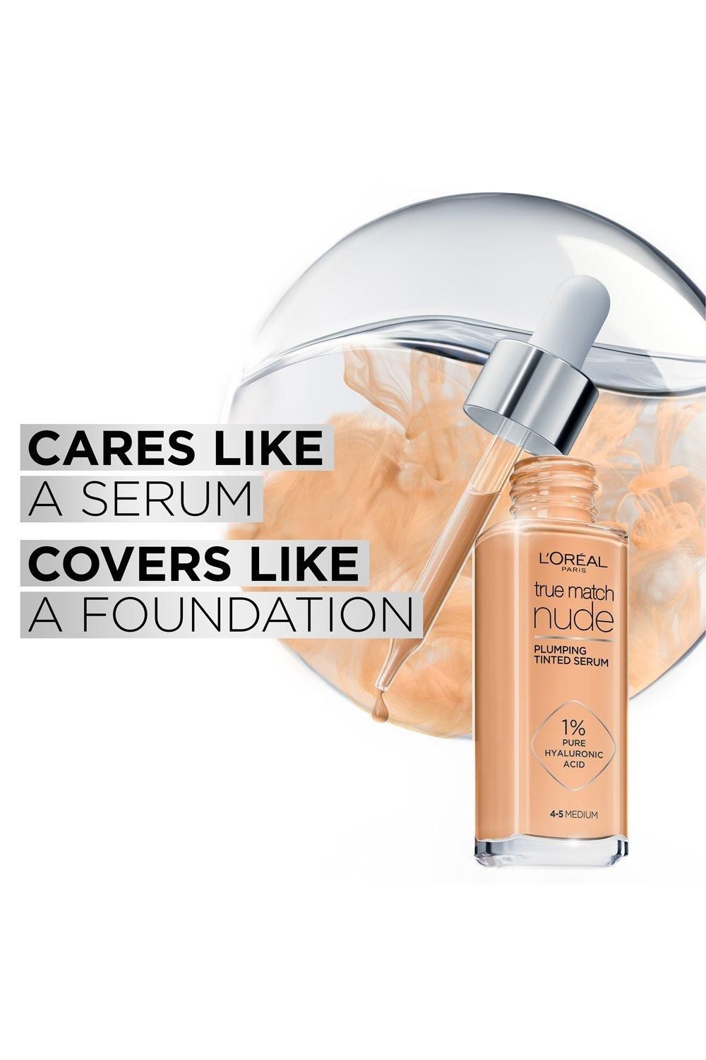 L'Oréal Paris True Match Nude Plumping Tinted Serum, 1% Hyaluronic Acid 2-3 Light image 4