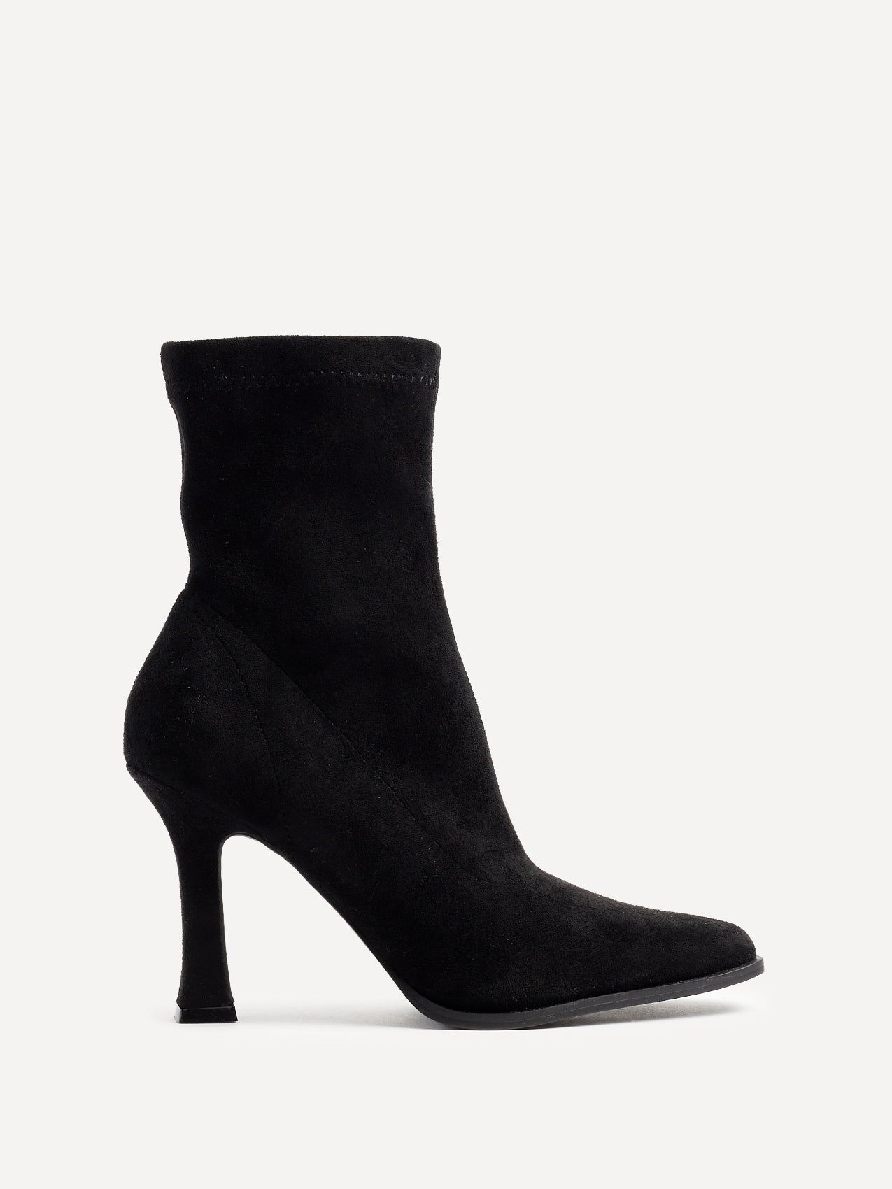 Linzi Noelle Black Suede Square Toe Heeled Sock Boot image 1