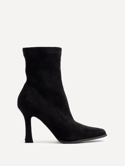 Linzi Noelle Black Suede Square Toe Heeled Sock Boot