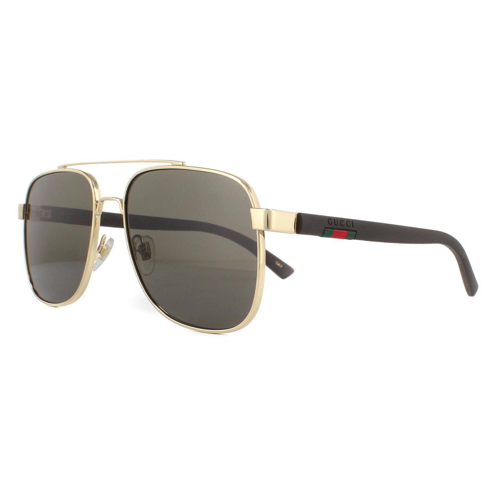 Gucci Aviator Gold Brown Sunglasses image 2