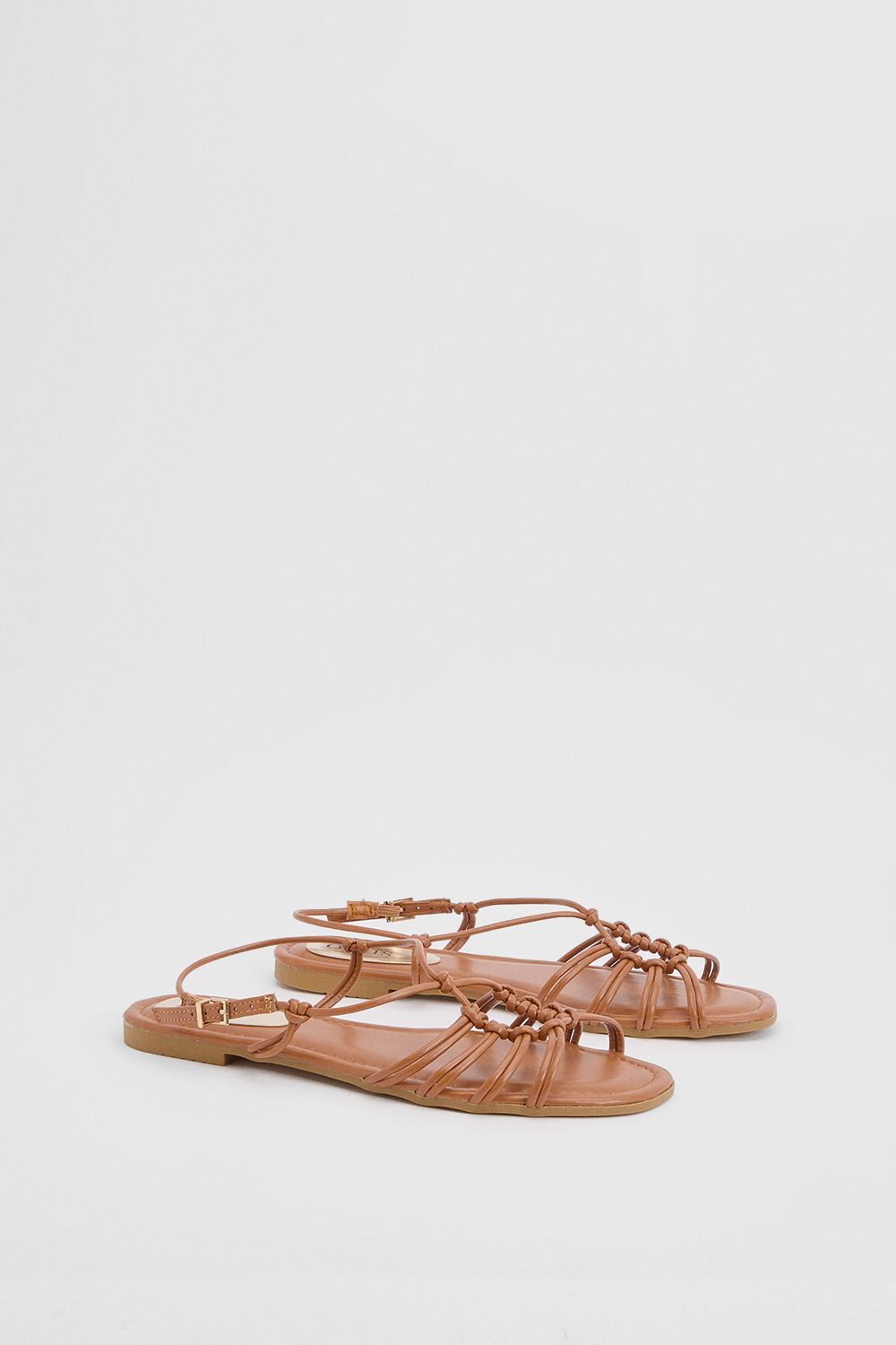 Oasis Clara Faux Leather Strappy Open Toe Flat Sandals Tan