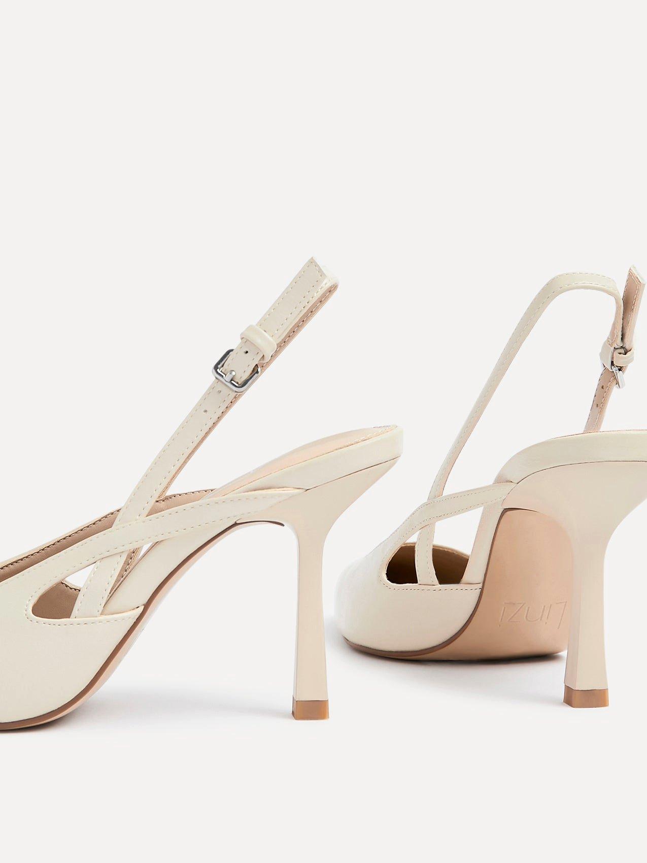 Linzi Rhea Nude Faux Leather Sling Back Court Heels image 4