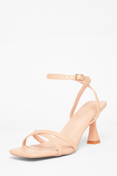 Quiz Nude Strappy Flared Heels