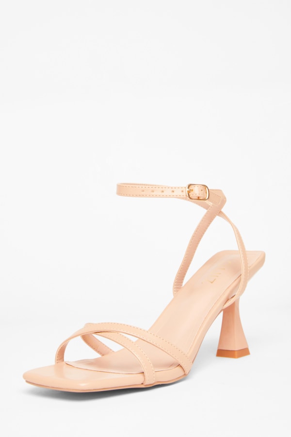 Quiz Nude Strappy Flared Heels
