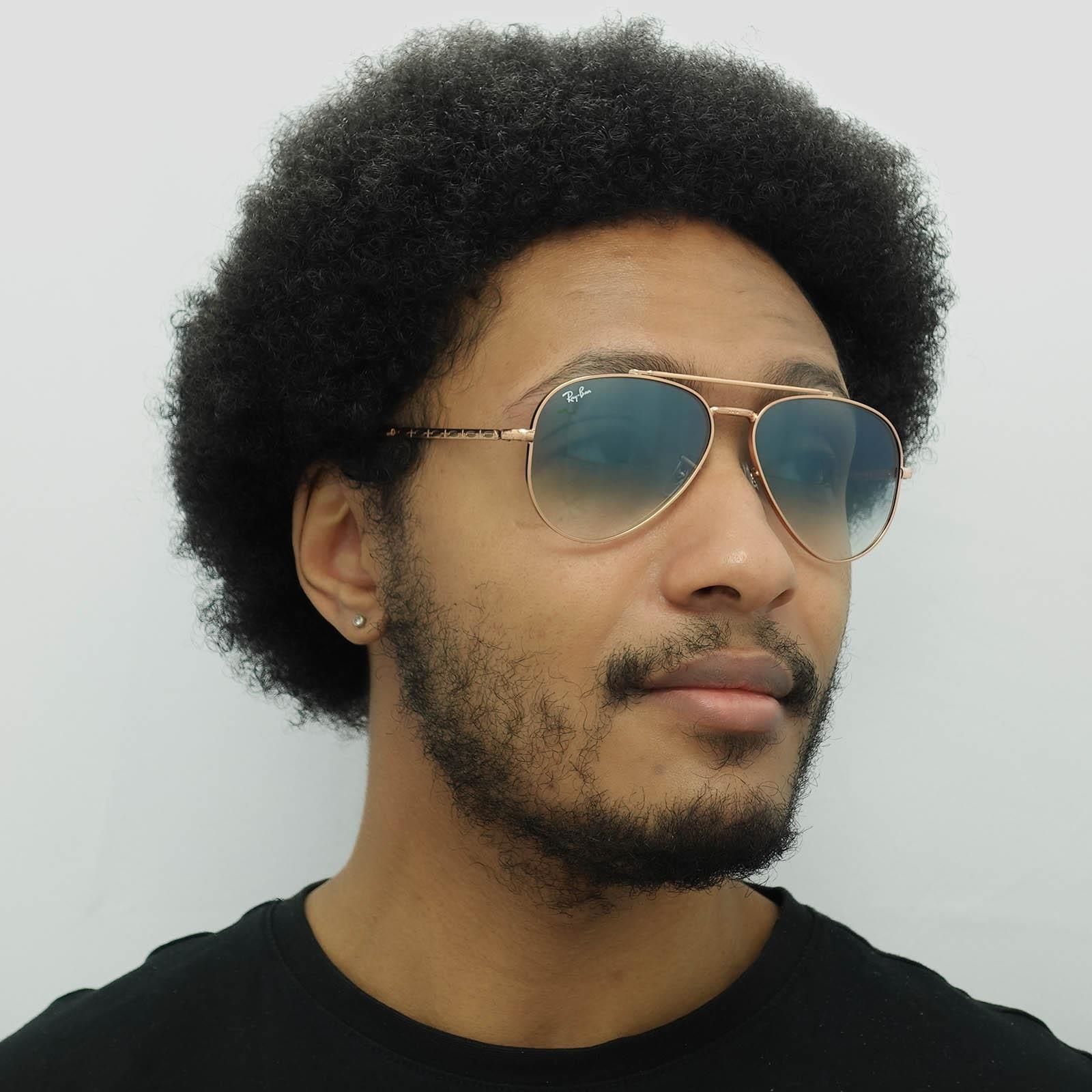 Ray-Ban Aviator Polished Rose Gold Blue Gradient RB3625 New Aviator image 7