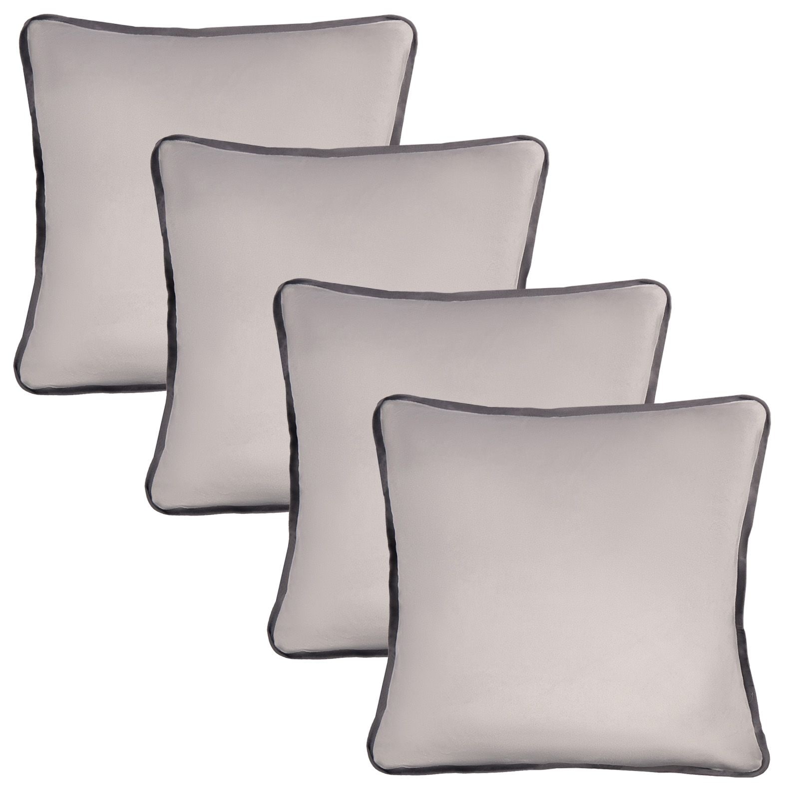 OHS 4 x Piped Edge Matte Velvet Cushion Covers Home Decor Set image 3