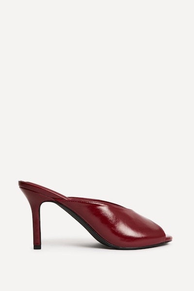 Linzi Marseille Red Peep Toe Mule Heels