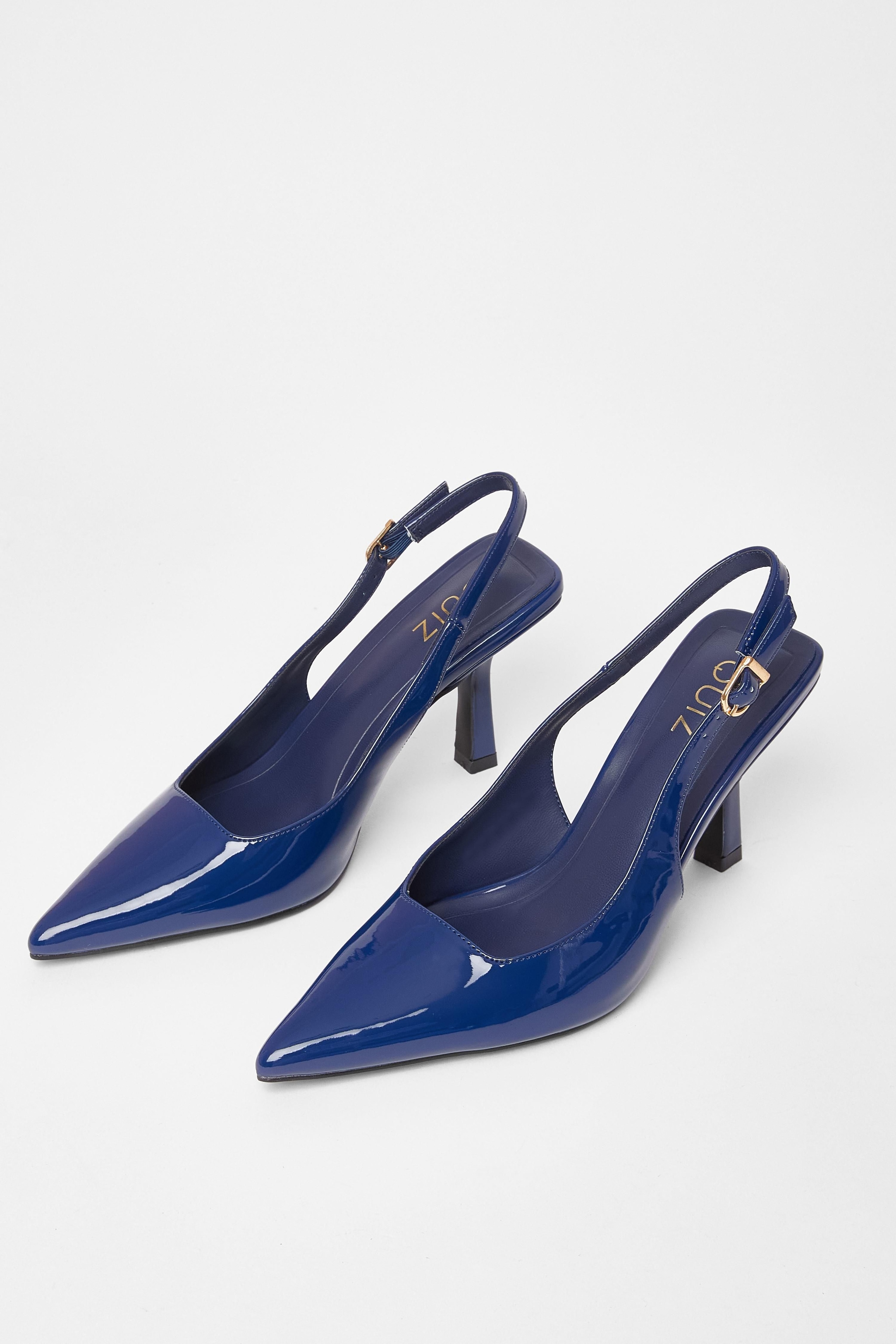 Quiz Blue Faux Leather Court Heels image 2
