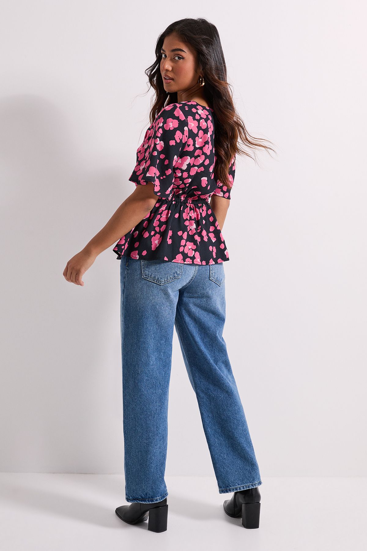 Dorothy Perkins Petite Pink Animal Twist Front Angel Sleeve Top Animal image 3