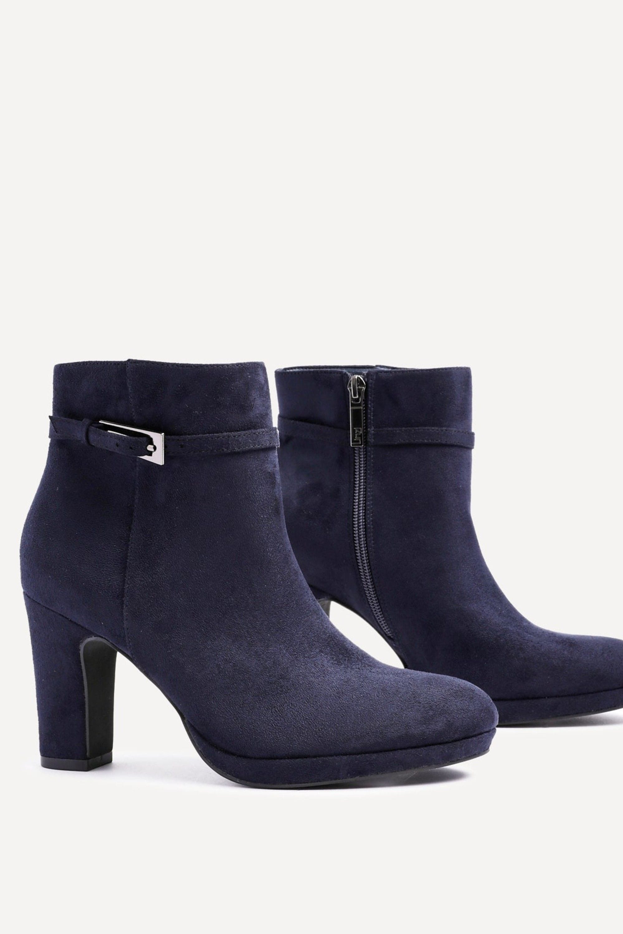 Linzi Stefani Navy Faux Suede Heeled Ankle Boot image 4
