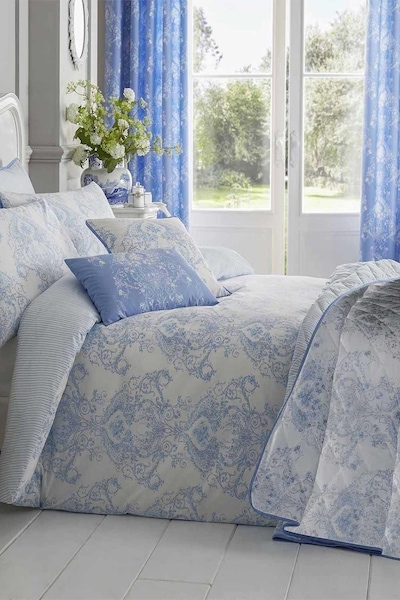 Homescapes French Toile Patterned Duvet Cover Set