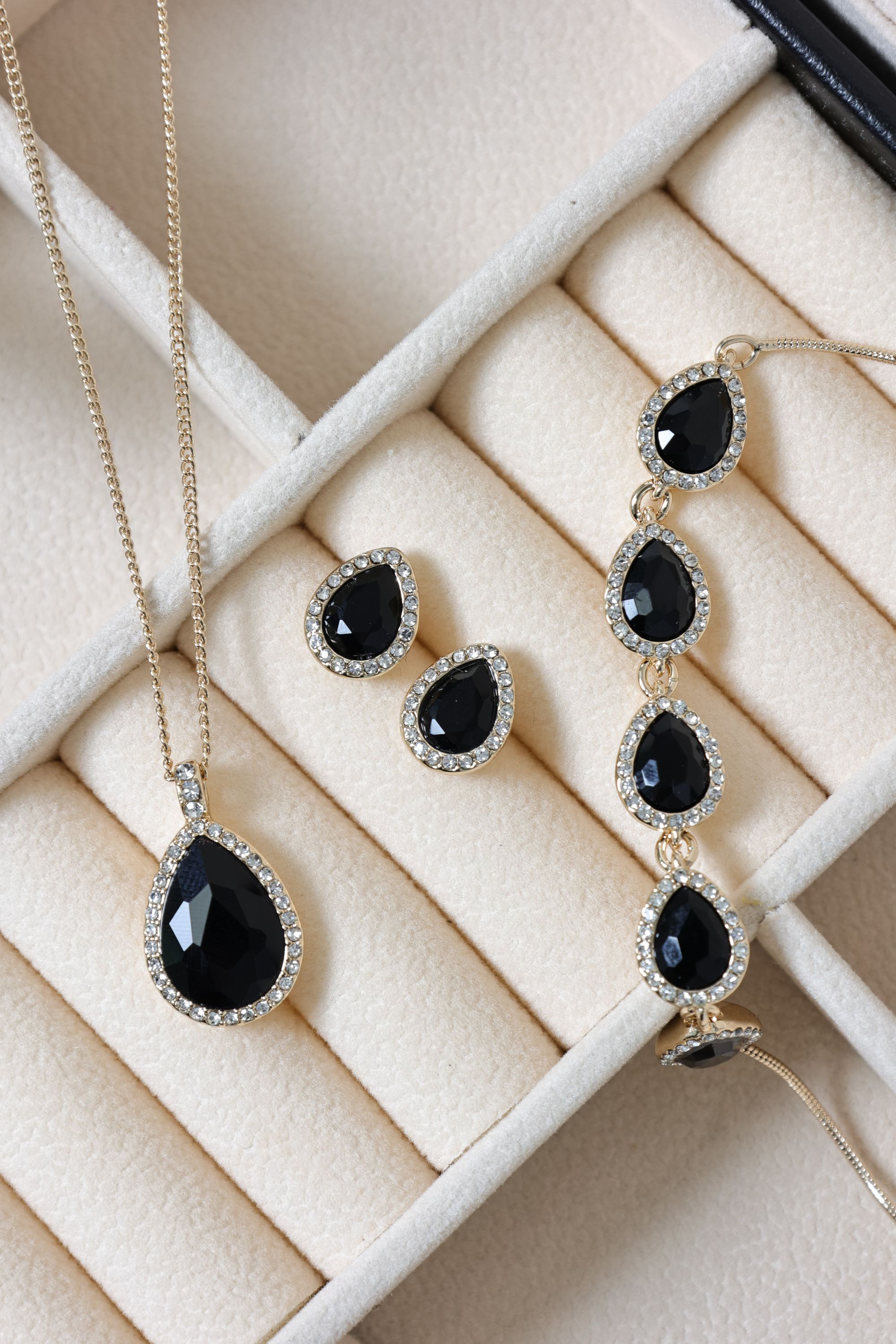 Jon Richard Gold Plated and Jet Pear Drop Trio Set - Gift Box image 5