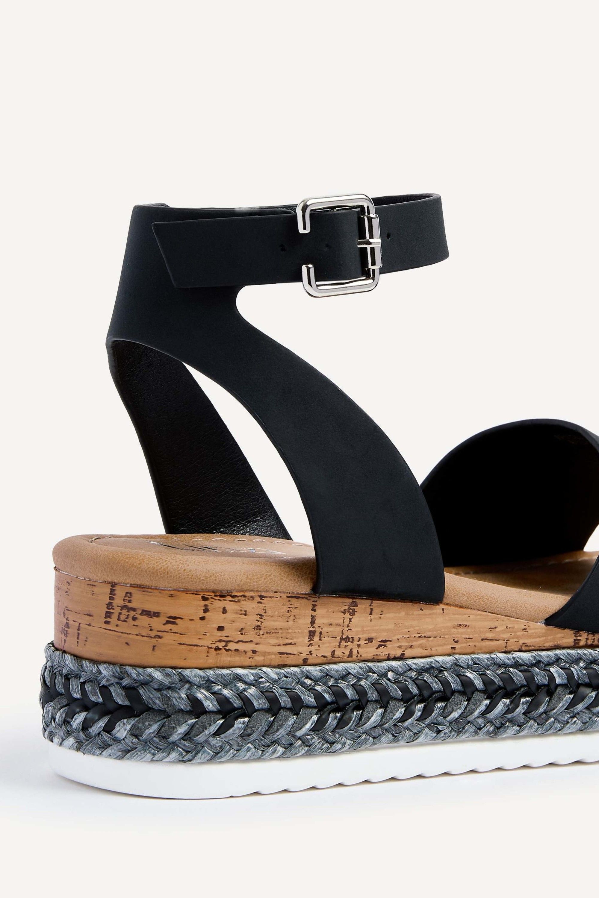 Linzi Arizona Wide Fit Black Espadrille Flatform image 4