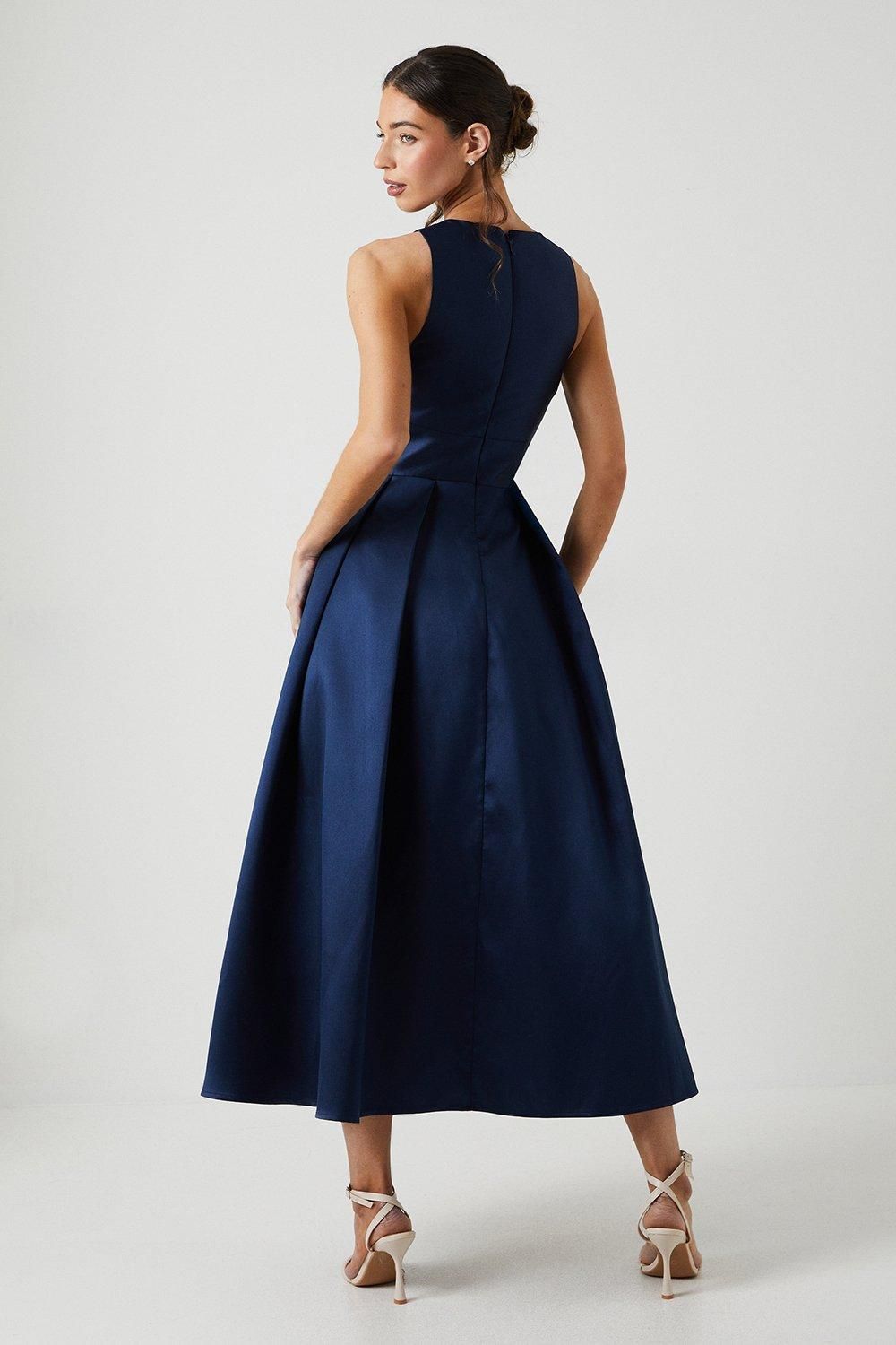 Coast Cross Neck Twill Bridesmaid Dress Navy image 3