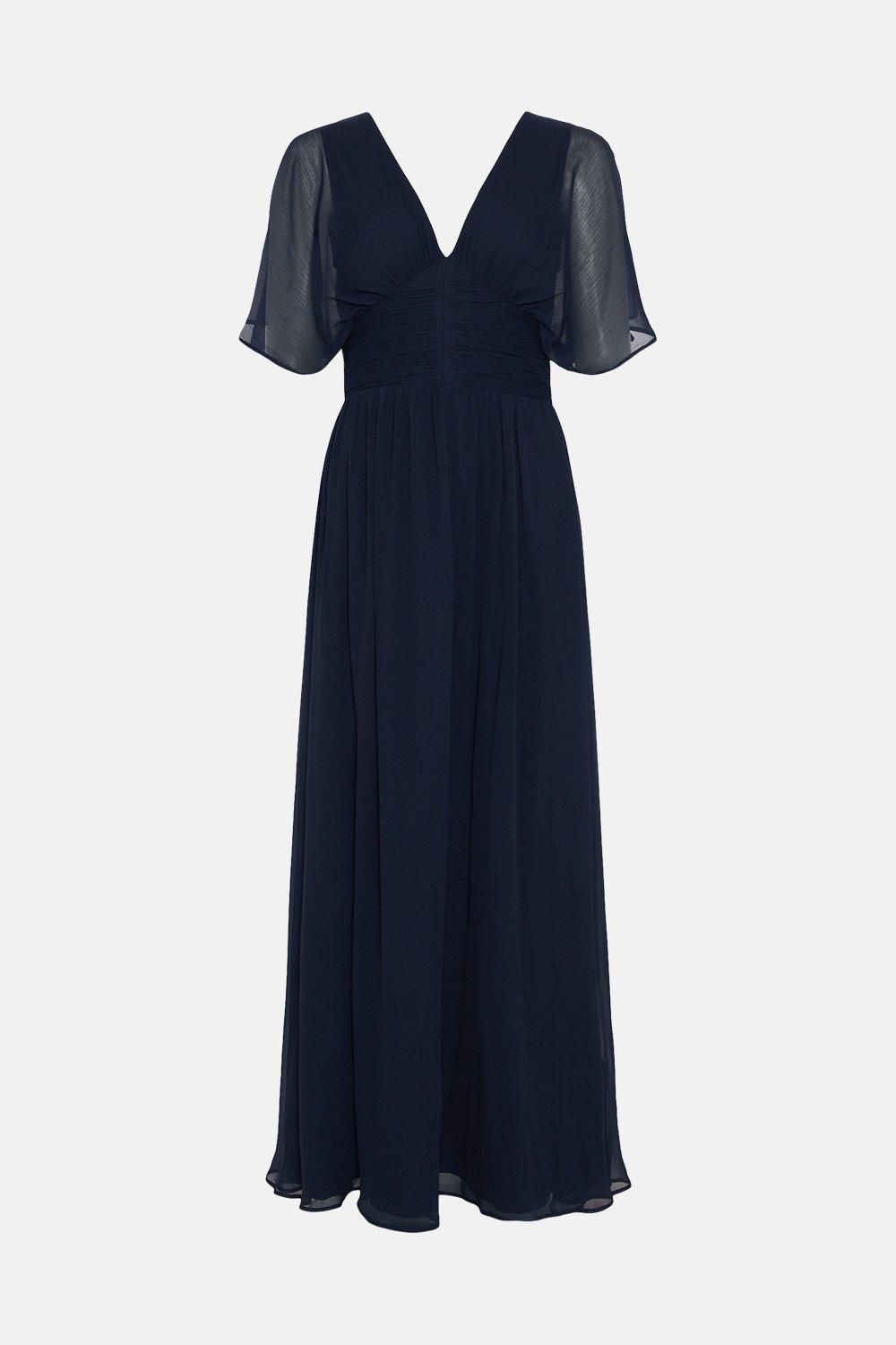 Coast Angel Sleeve Crinkle Chiffon Maxi Dress Navy image 4