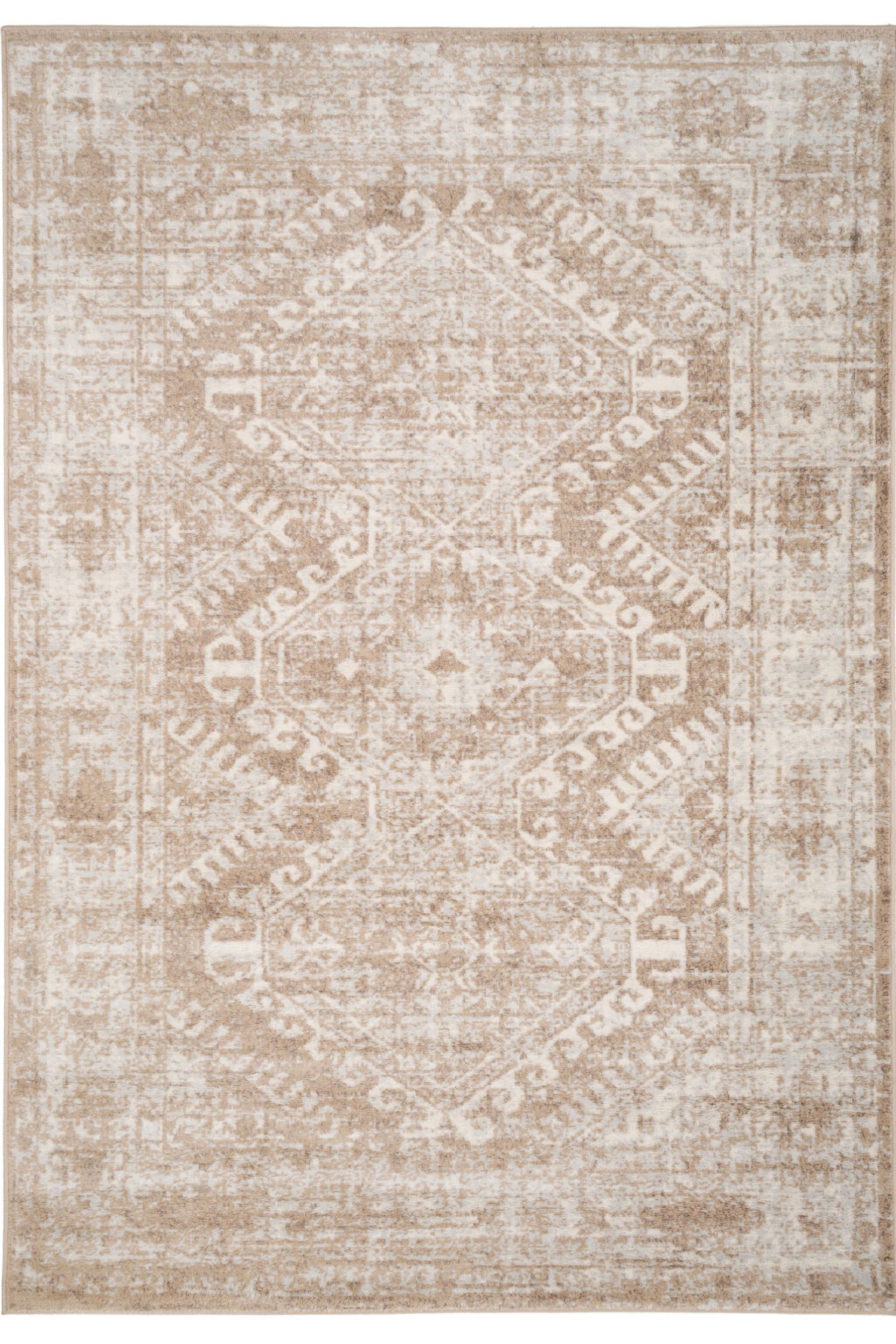 Kukoon Neutral Beige Geometric Medallion Bordered Rug image 1