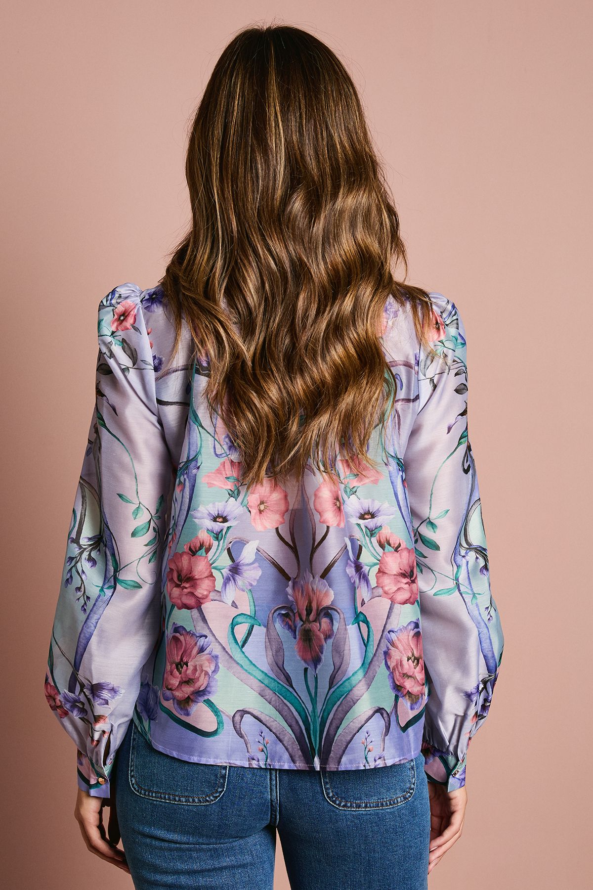 Coast Long Sleeve Placement Print Chiffon Blouse Lilac image 3