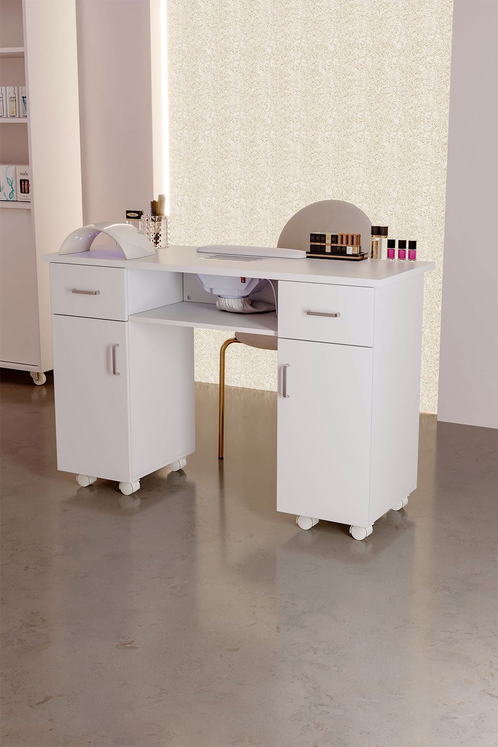 SHEONLY Wheeled Manicure Table with Electric Dust Extractor image 1