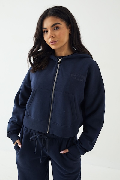 DSGN Studio DSGN Studio Sport Training Club Boxy Zip Through Hoodie Navy