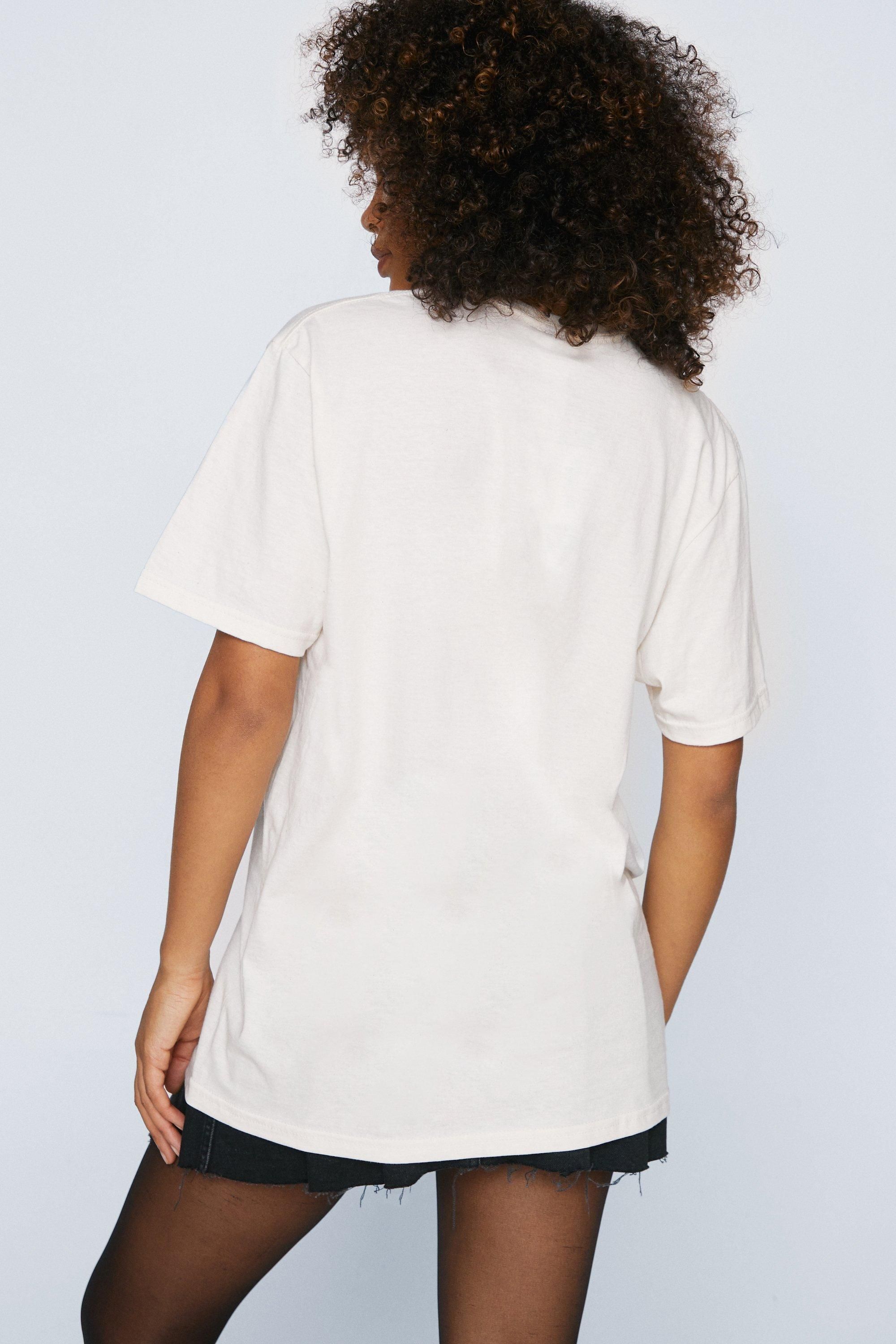 NastyGal Stranger Things Hawkins High Oversized T-shirt Ecru image 4
