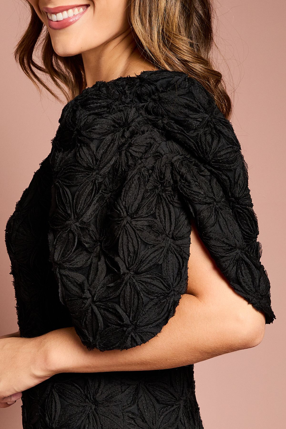 Coast Floral Pleated Sleeve Pencil Dress Black image 5