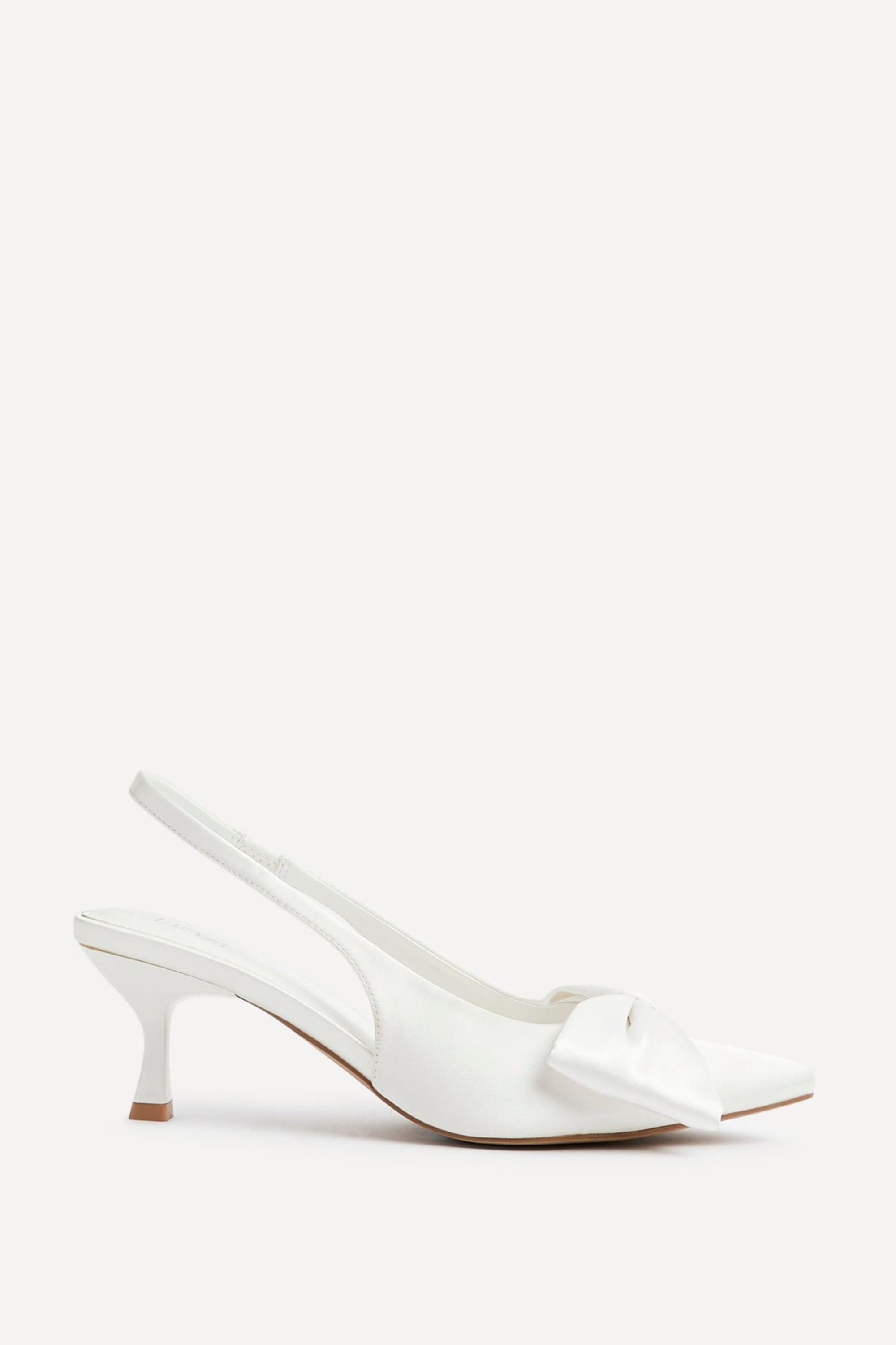 Linzi Merlot Bridal White Satin Bow Court Heels