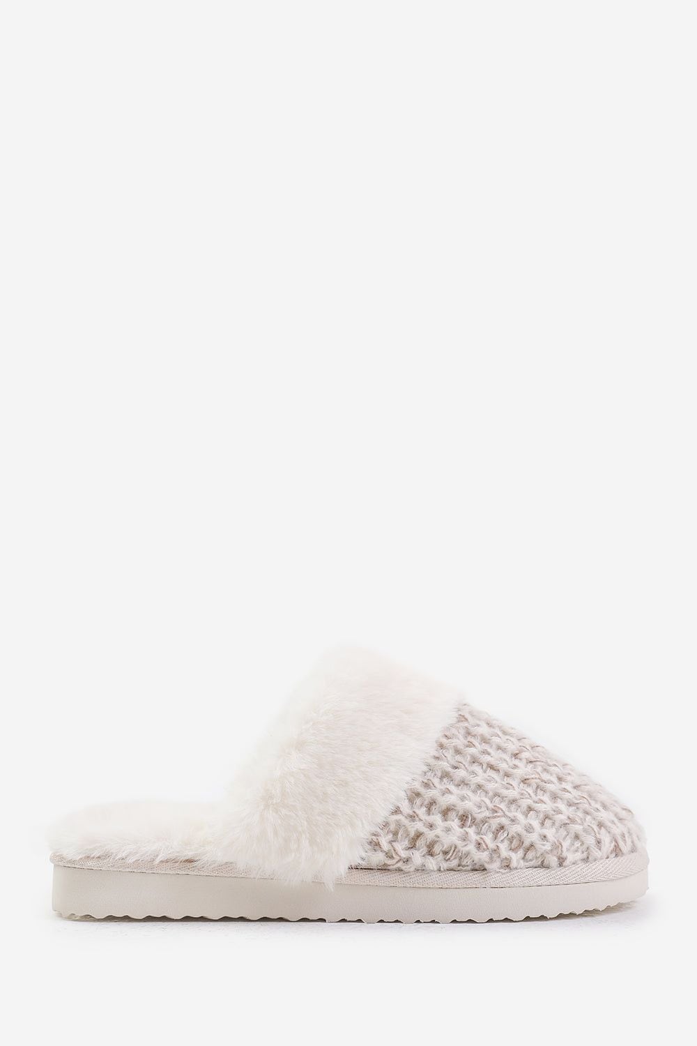 Where's That From 'Lounge' Slip On Knitted Slippers With Fur Trim image 2